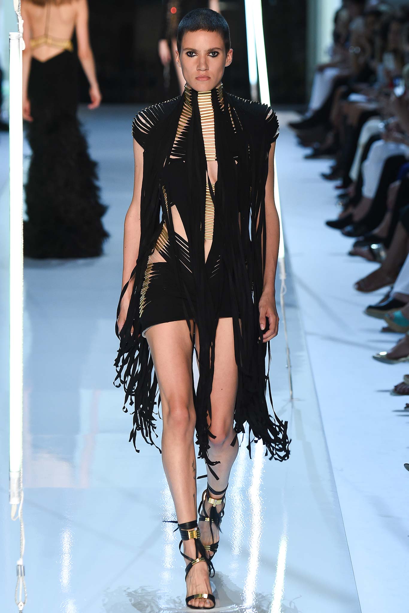 black silk sleeveless dress