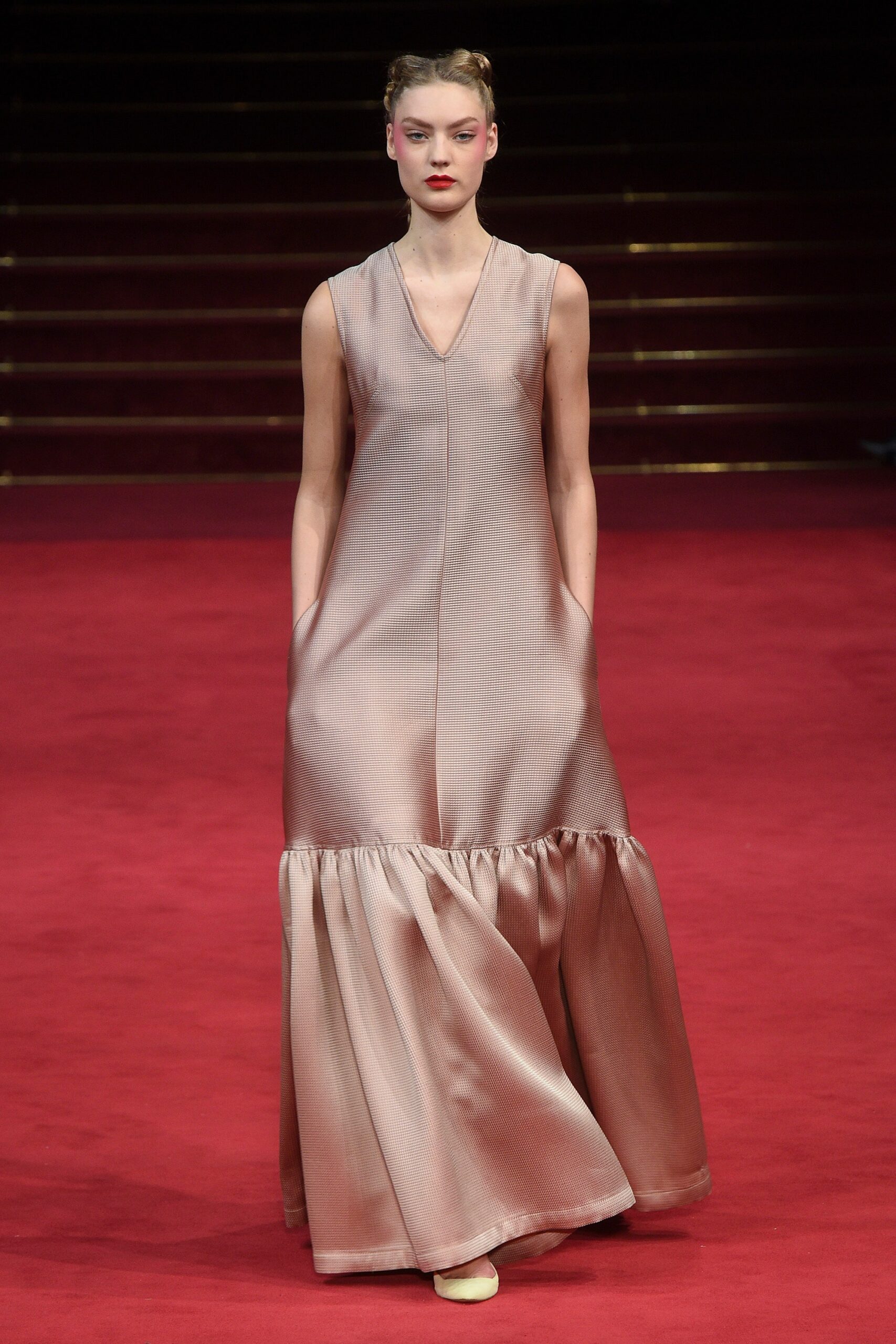 pink silk sleeveless dress