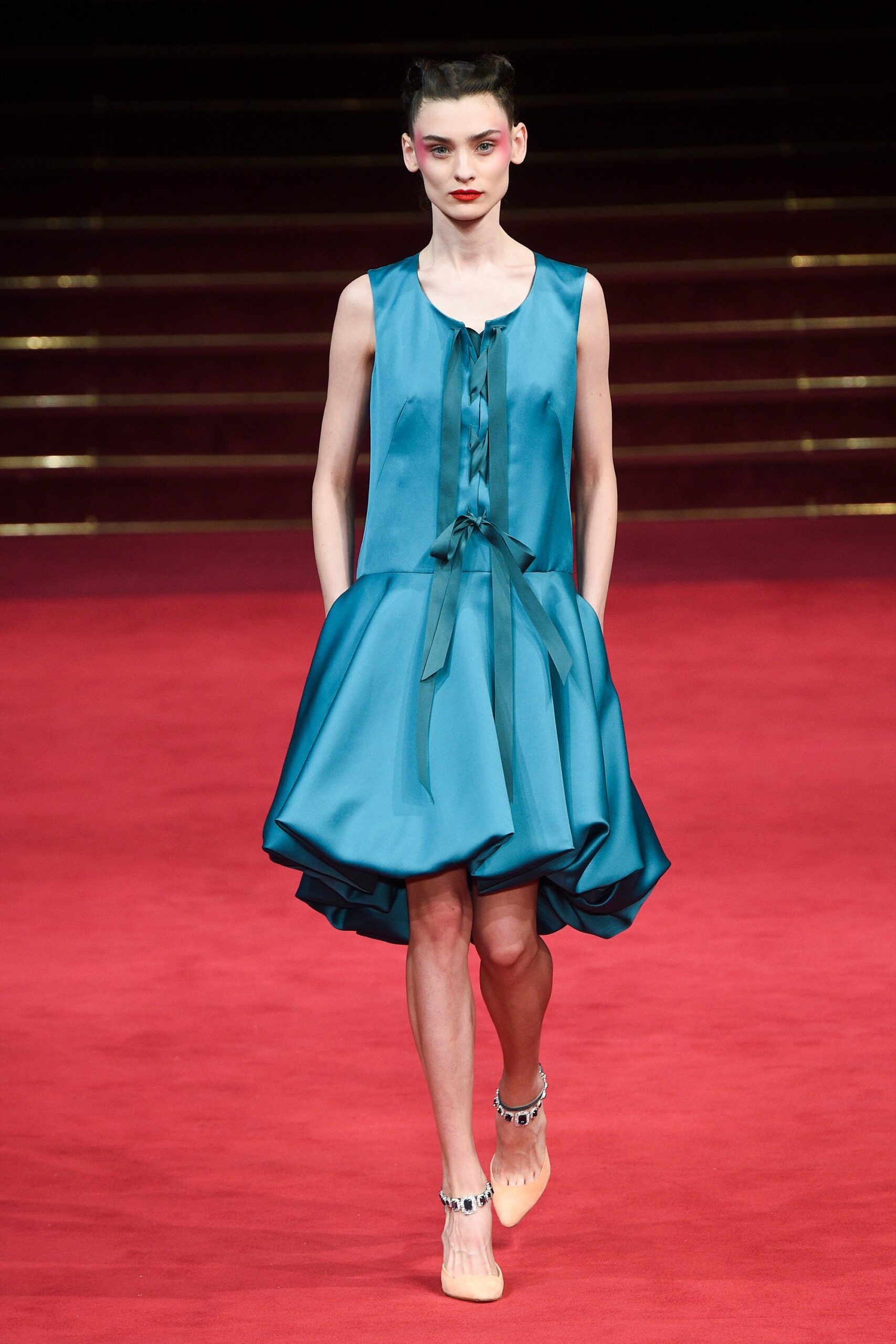 teal silk sleeveless dress