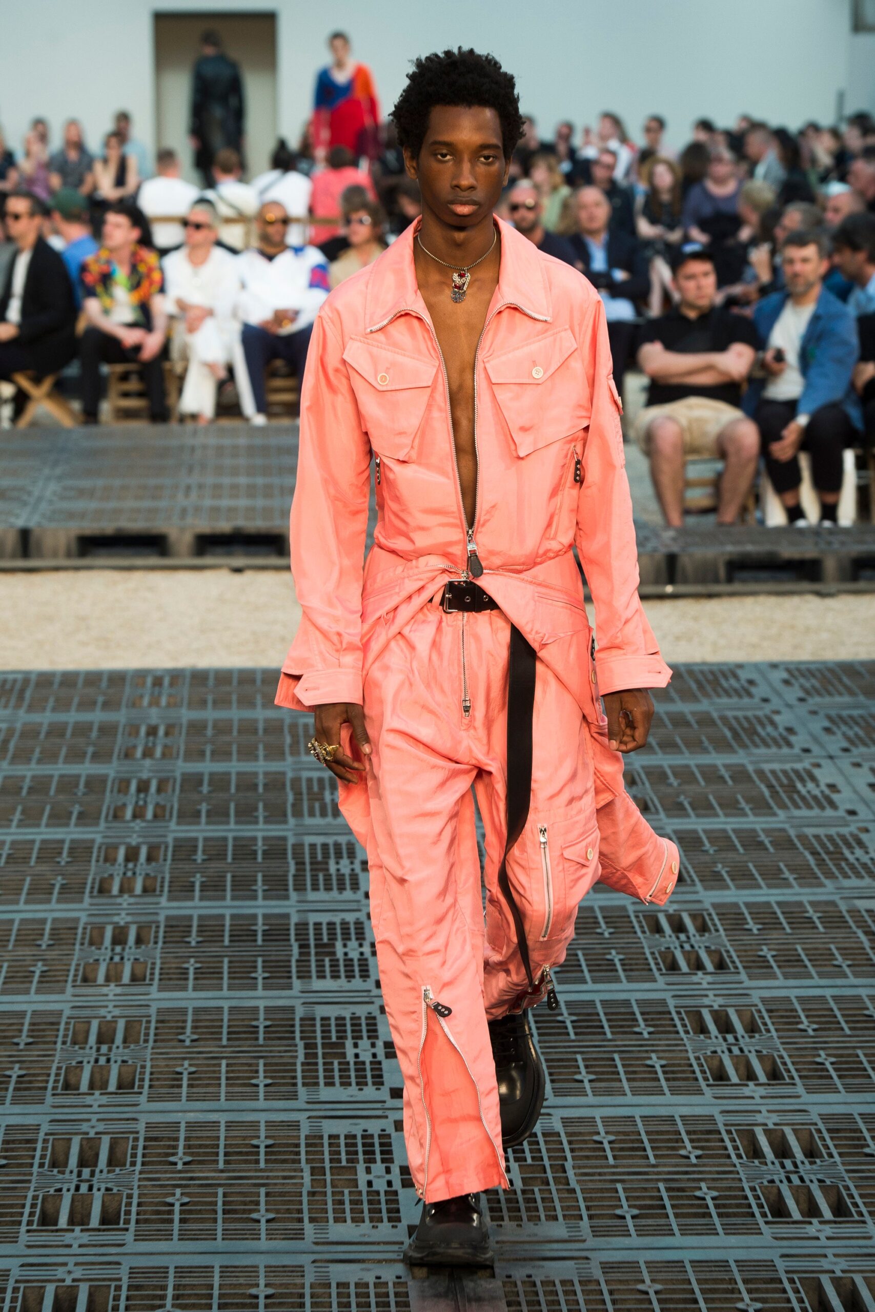 pink fitted cotton jumpsuit