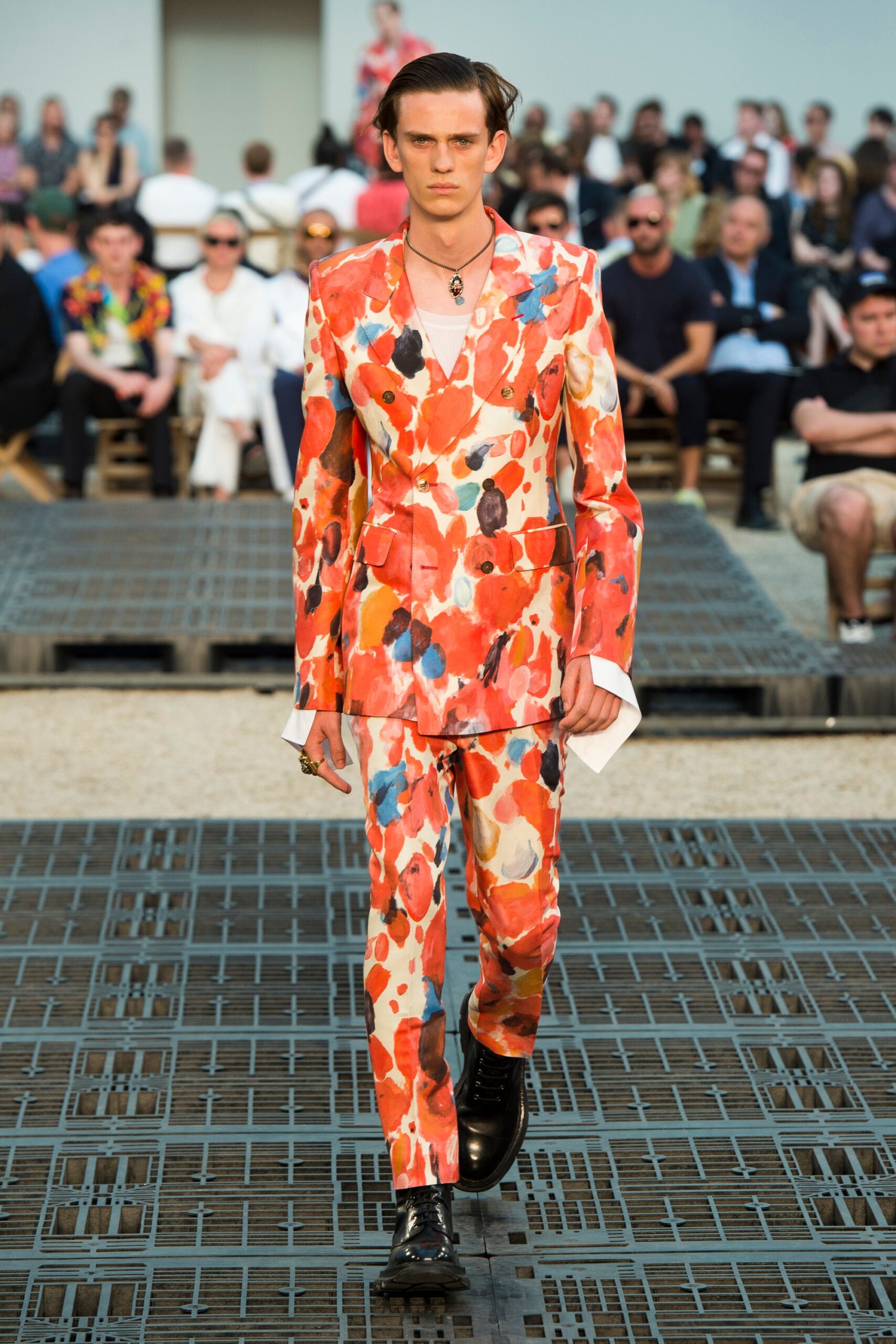 colorful printed tailored suit