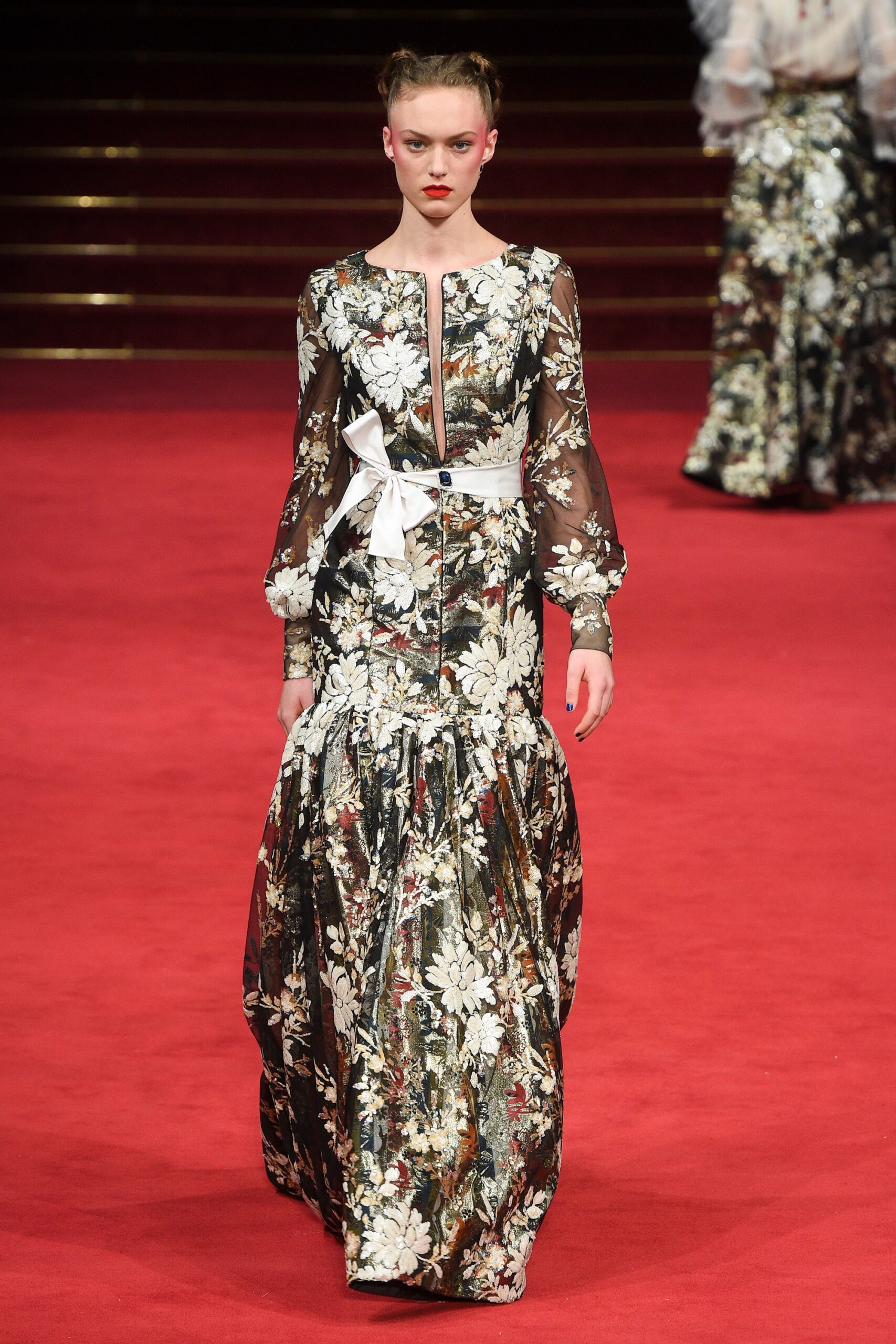 black floral silk gown