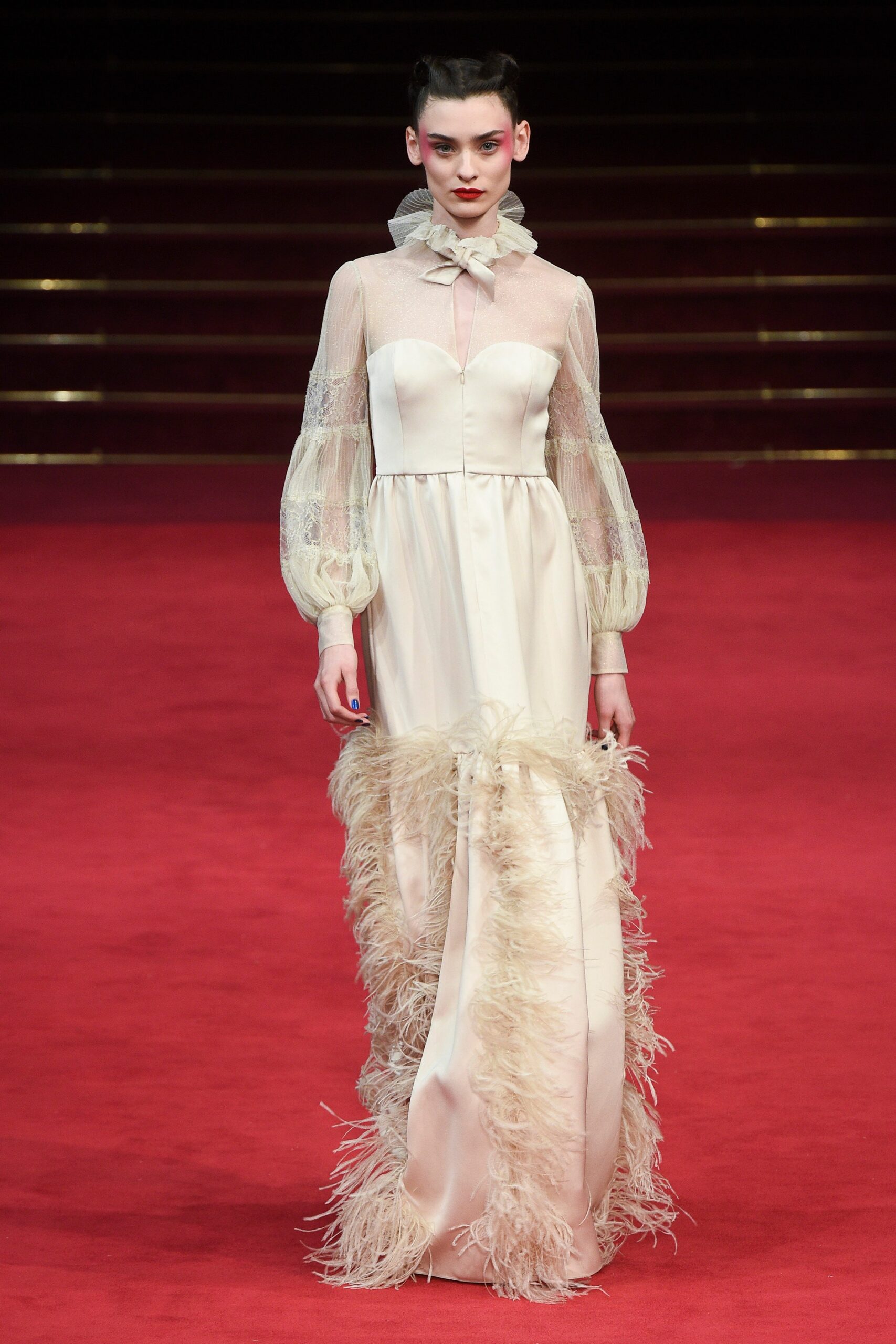 white silk tulle gown