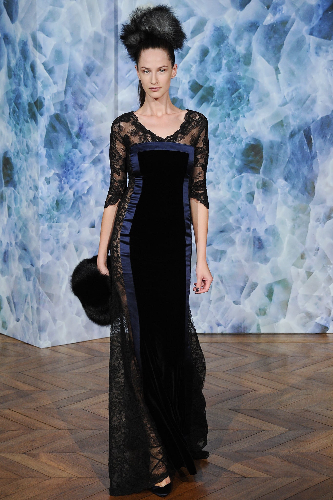 black velvet long-sleeve gown