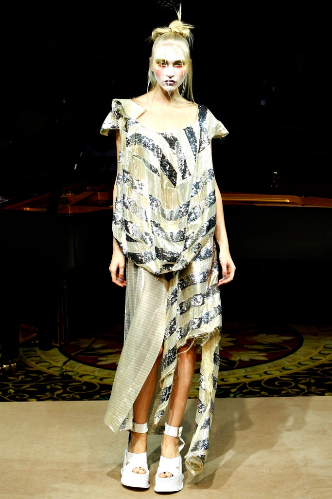 silver metallic asymmetric dress