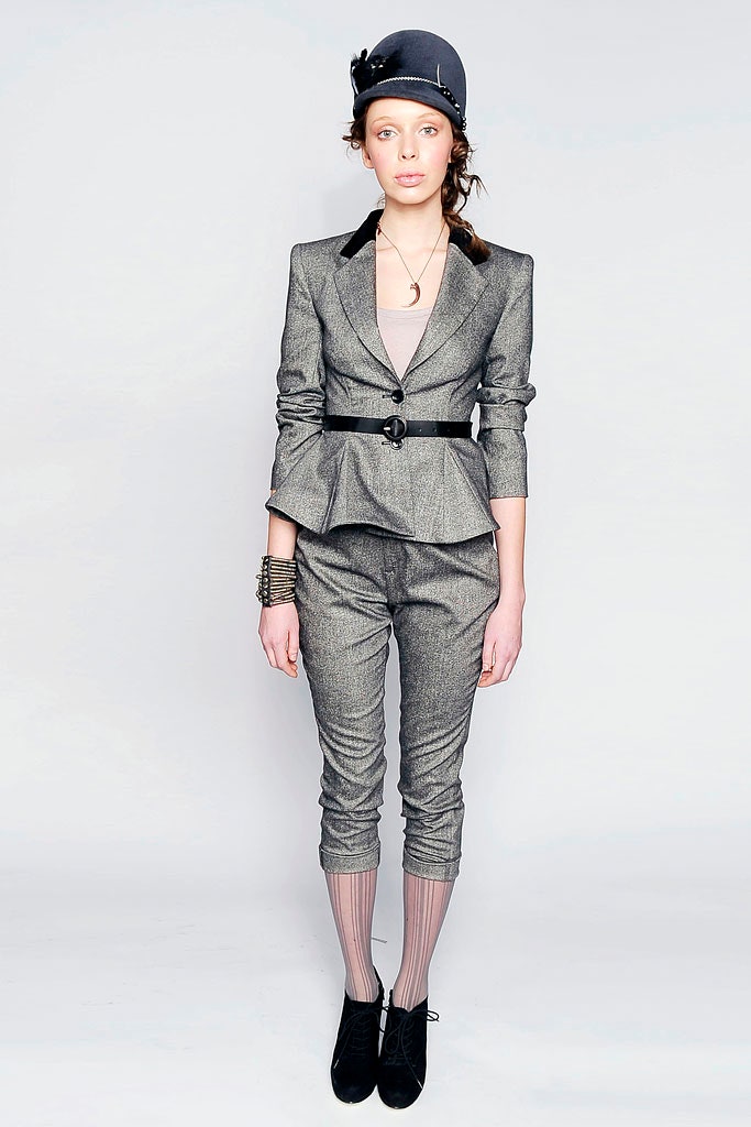 gray tailored blazer with cropped pants