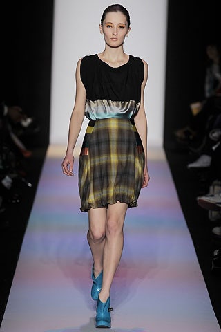 black and yellow pleated dress
