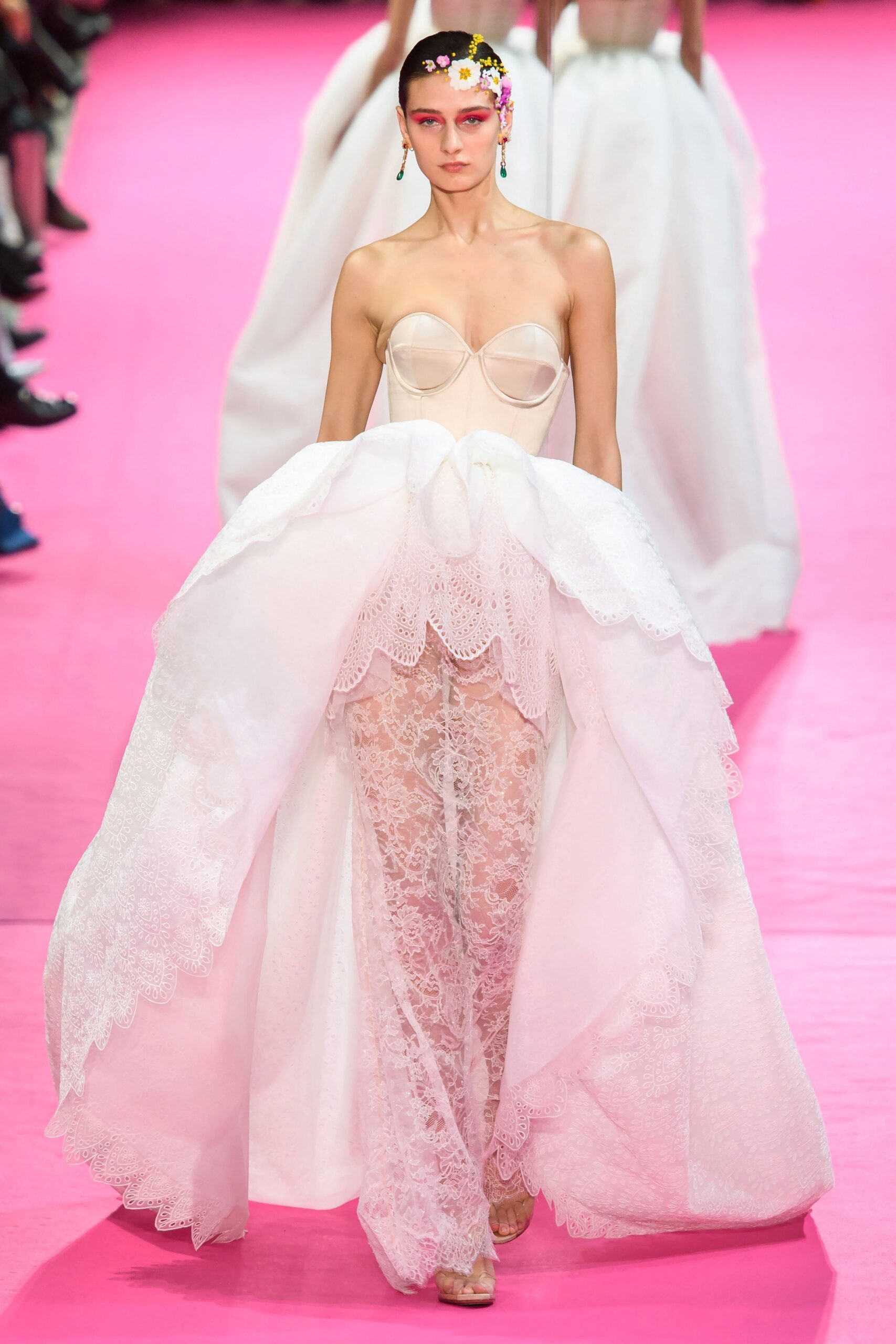 white lace gown and skirt