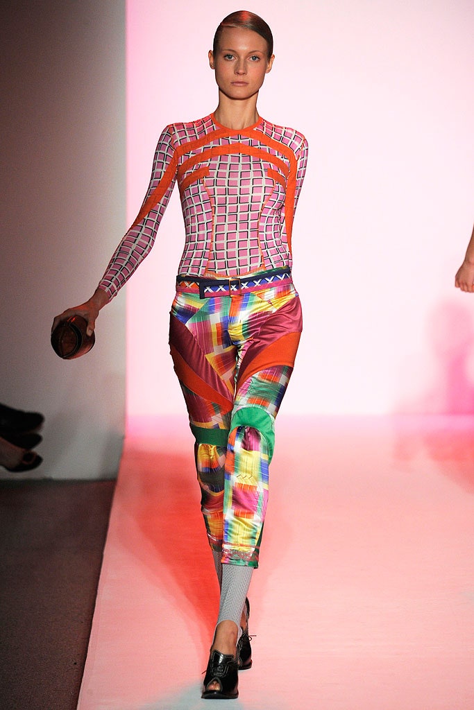 multi jersey long-sleeve high-neck fitted printed catsuit