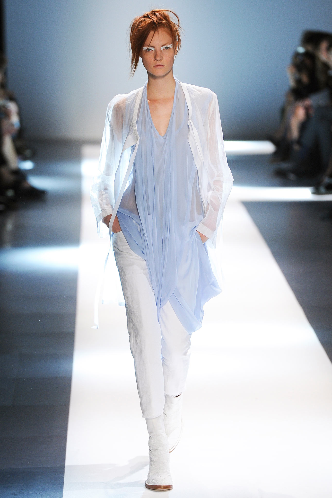 white chiffon long-sleeve relaxed layered sheer jacket