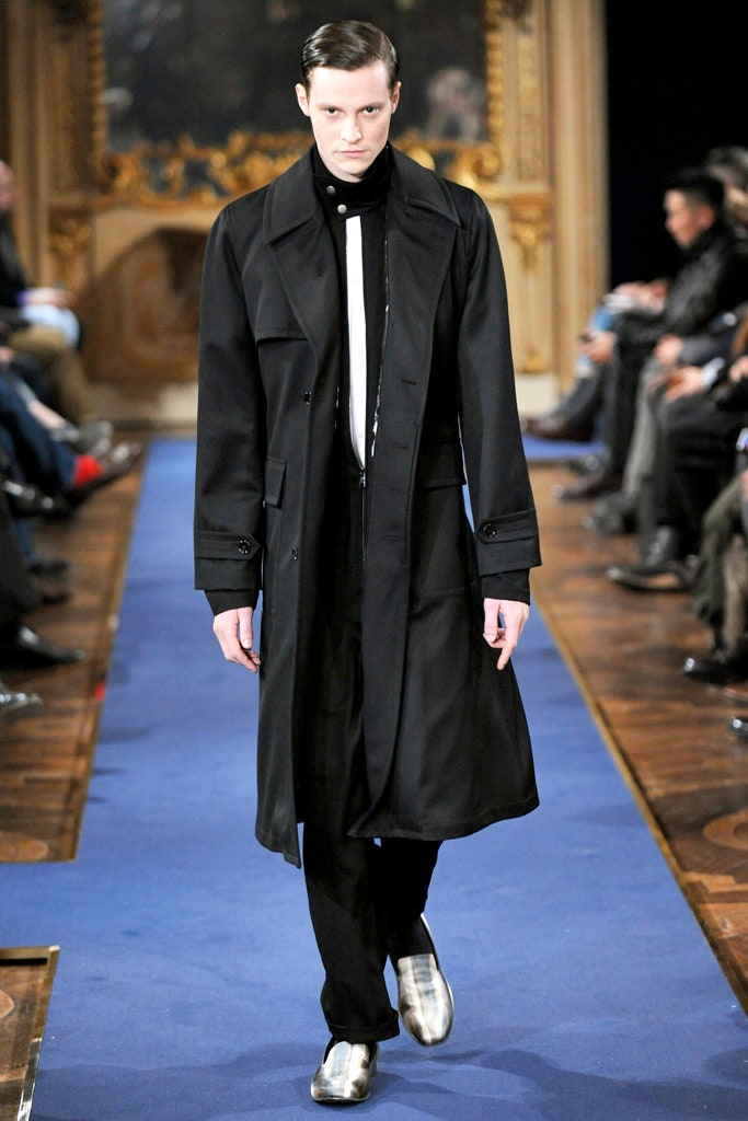 black wool coat with white shirt