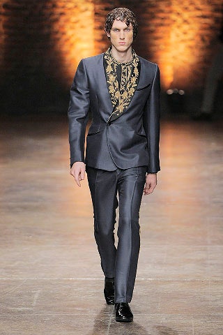 black silk tailored suit