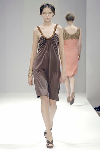 brown silk sleeveless v-neck fitted draped short dress