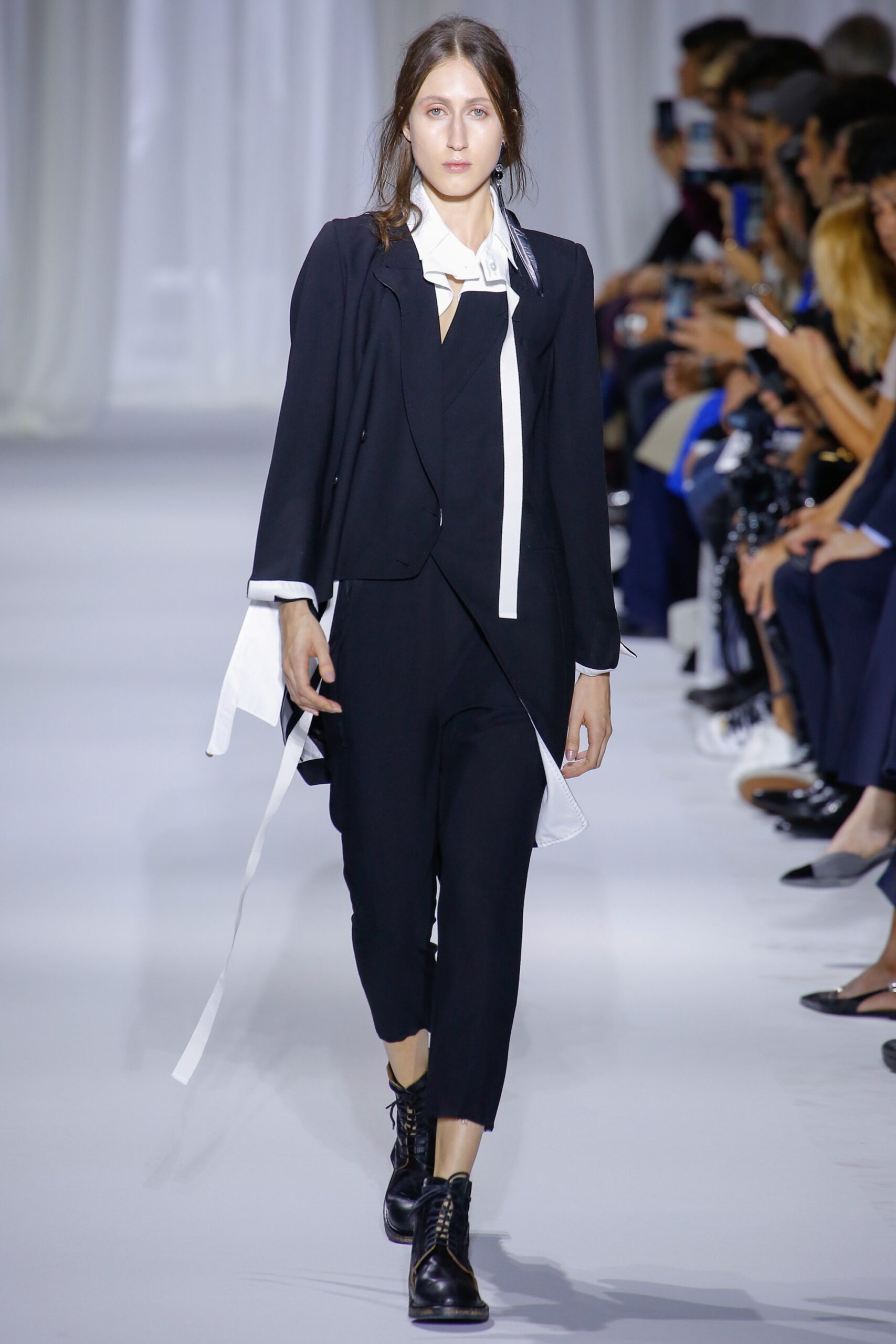 black tailored jacket with fitted top