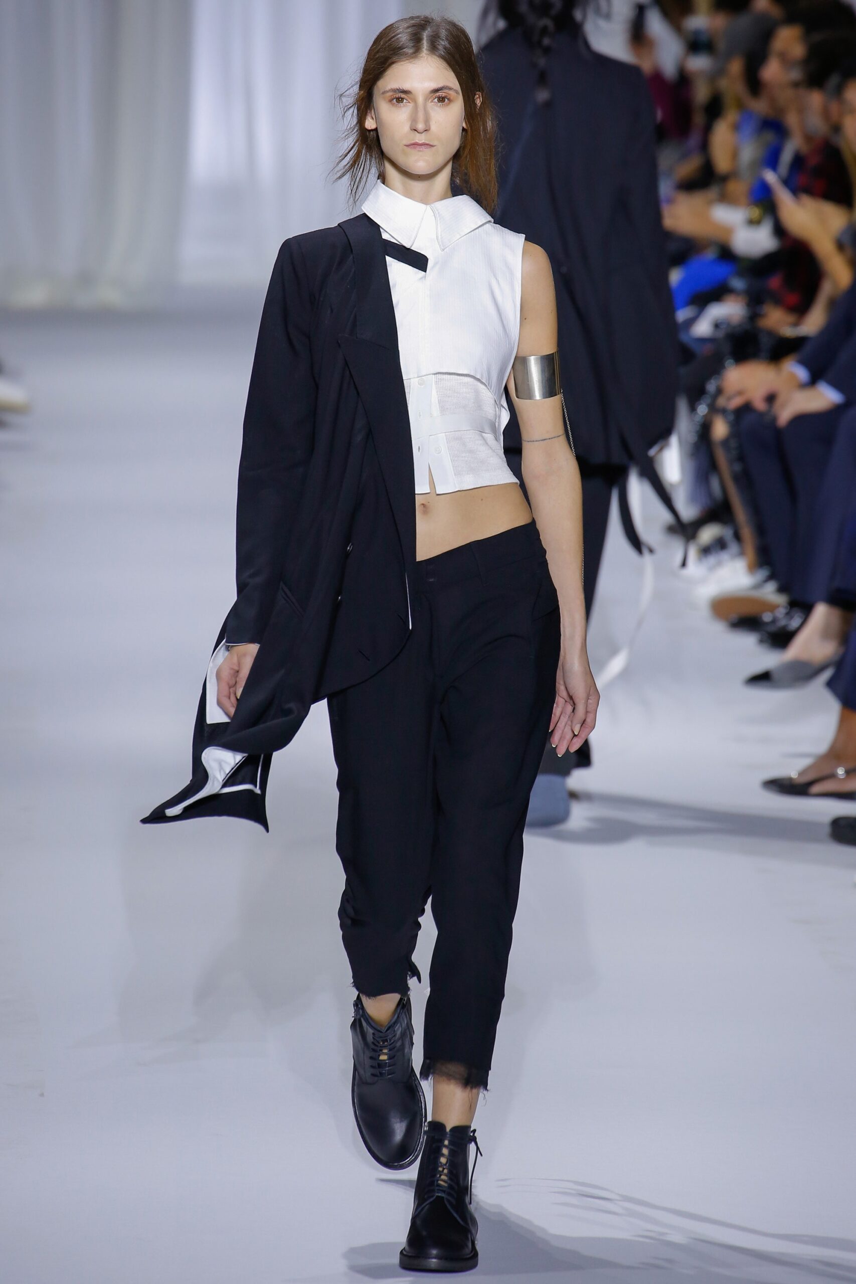 black cotton long-sleeve relaxed layered jacket