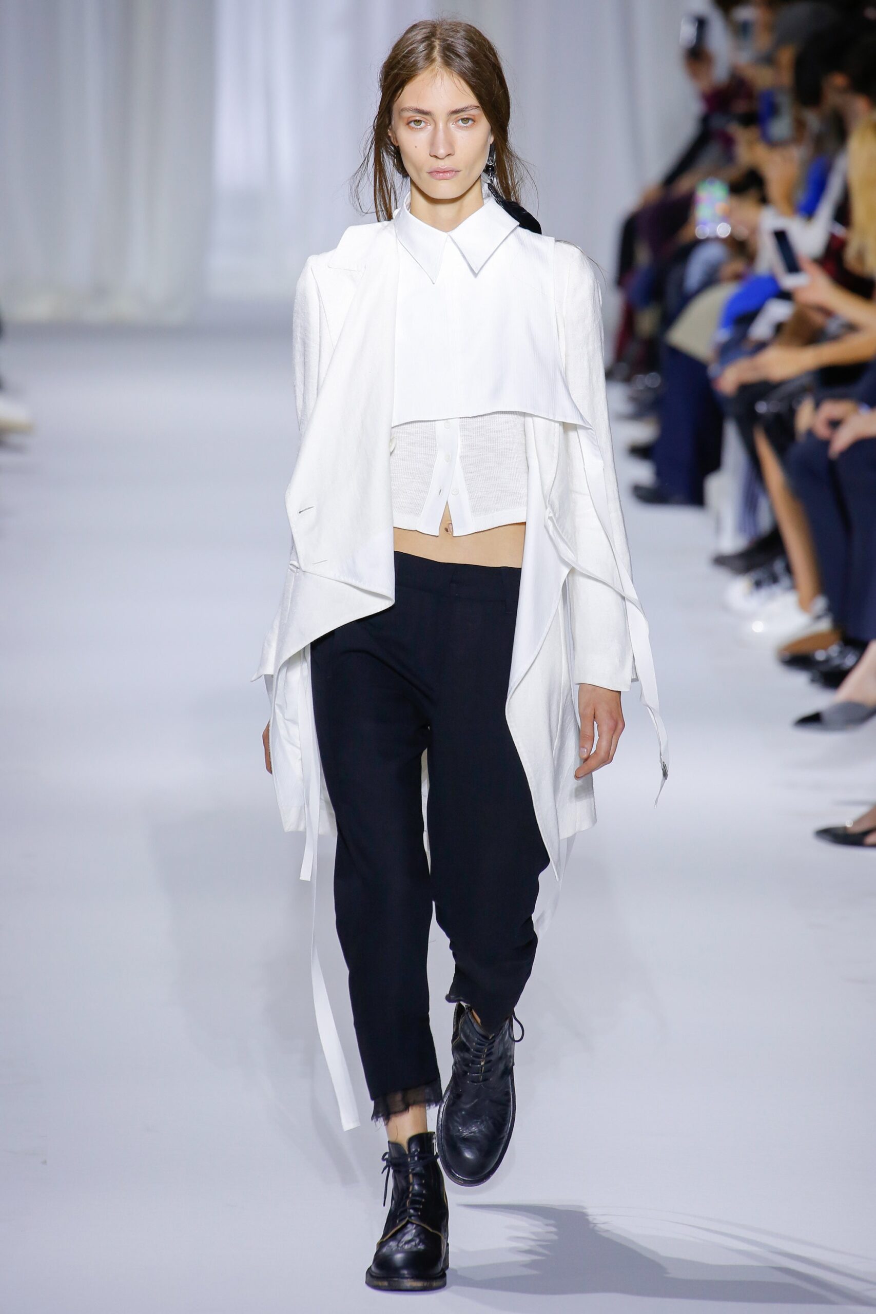 white cotton long-sleeve collared relaxed layered jacket