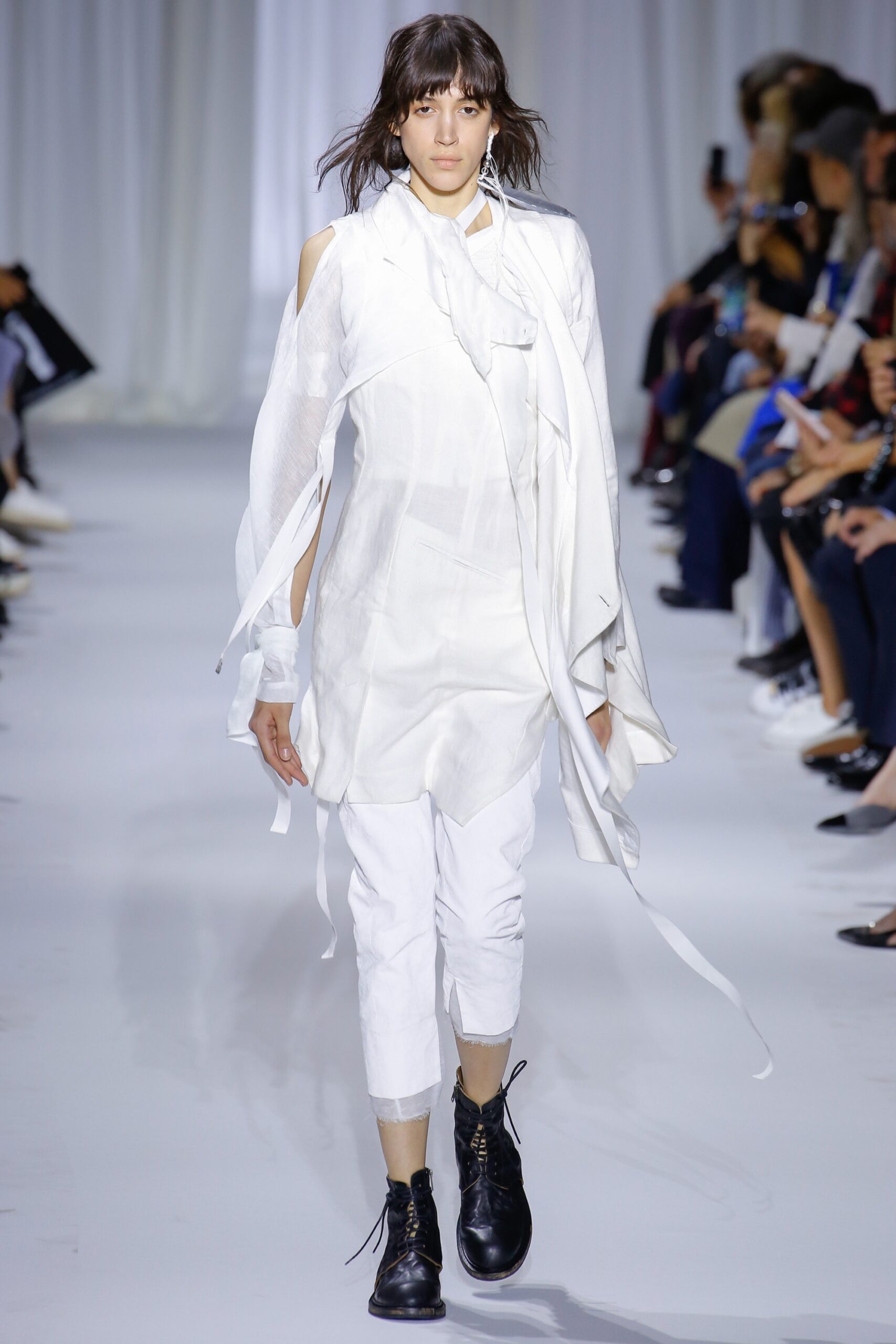 white cotton long-sleeve collared relaxed layered shirt