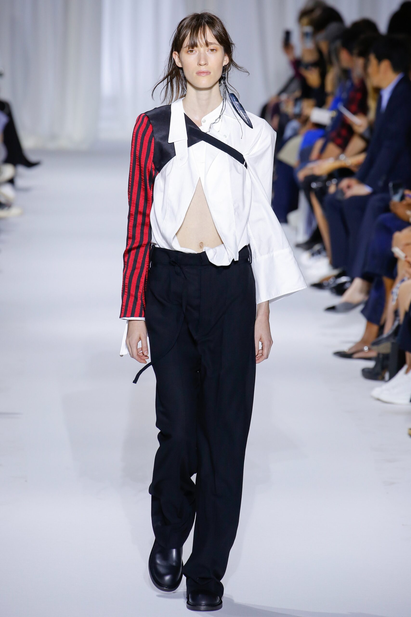 white cotton long-sleeve collared relaxed shirt