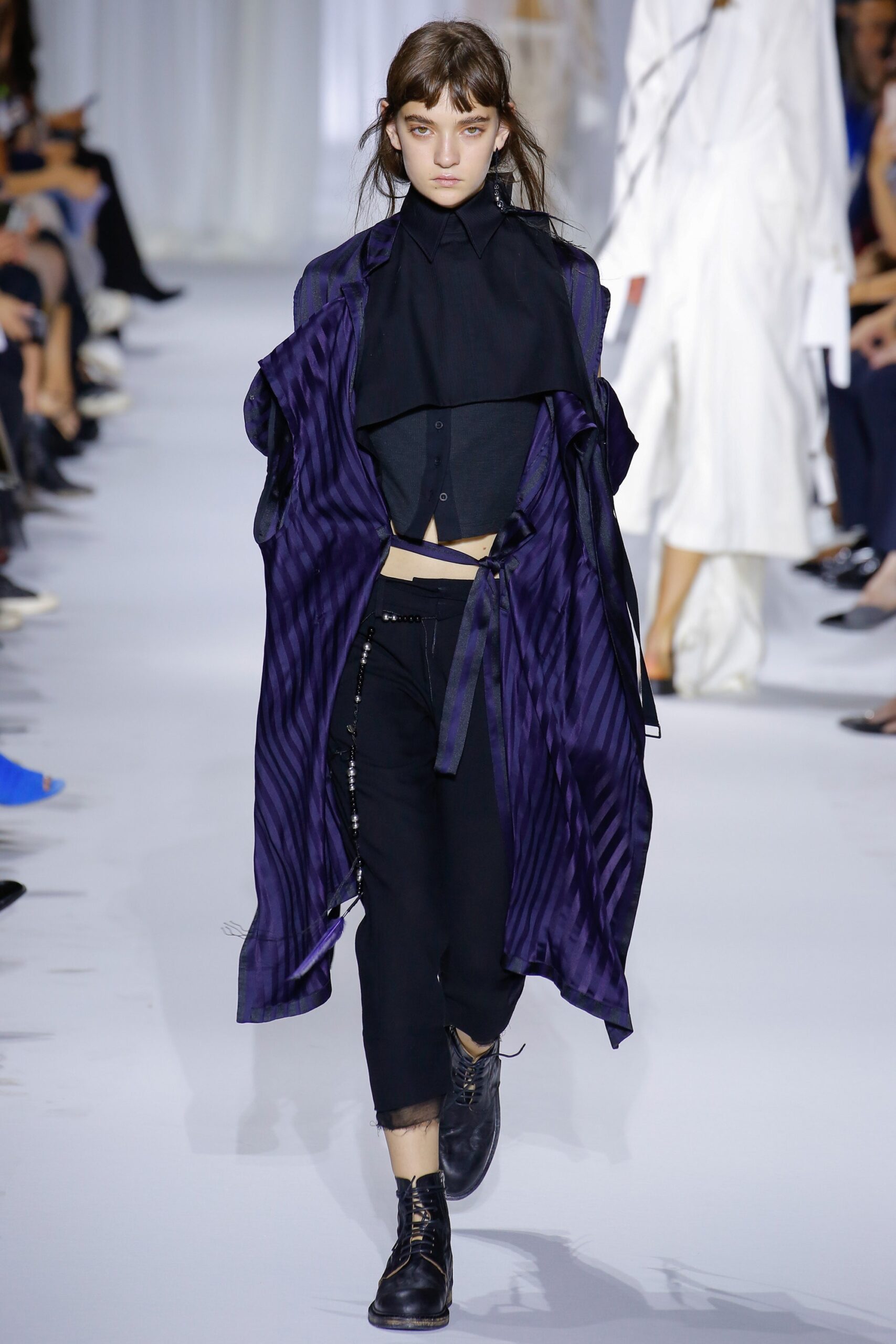 purple silk coat with black top