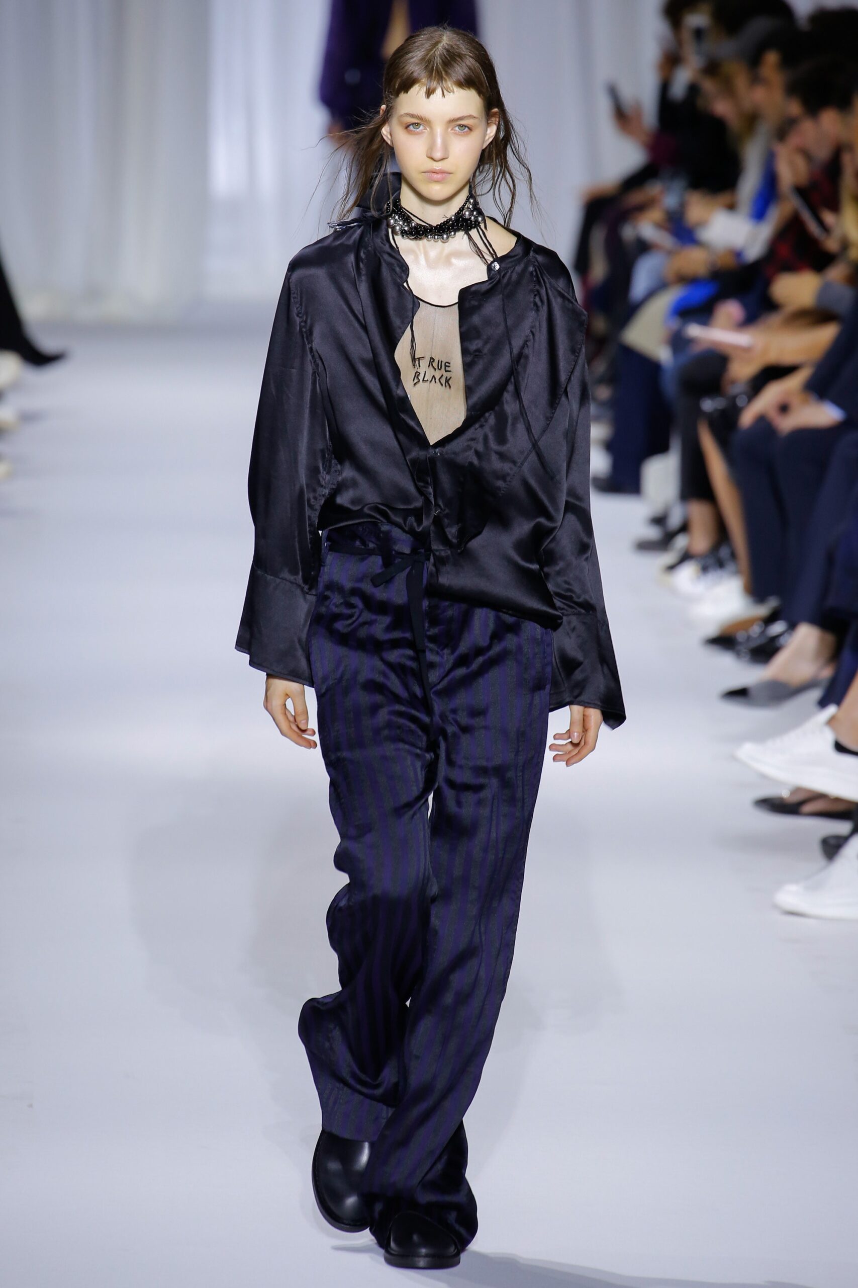 blue cotton relaxed straight-leg pants