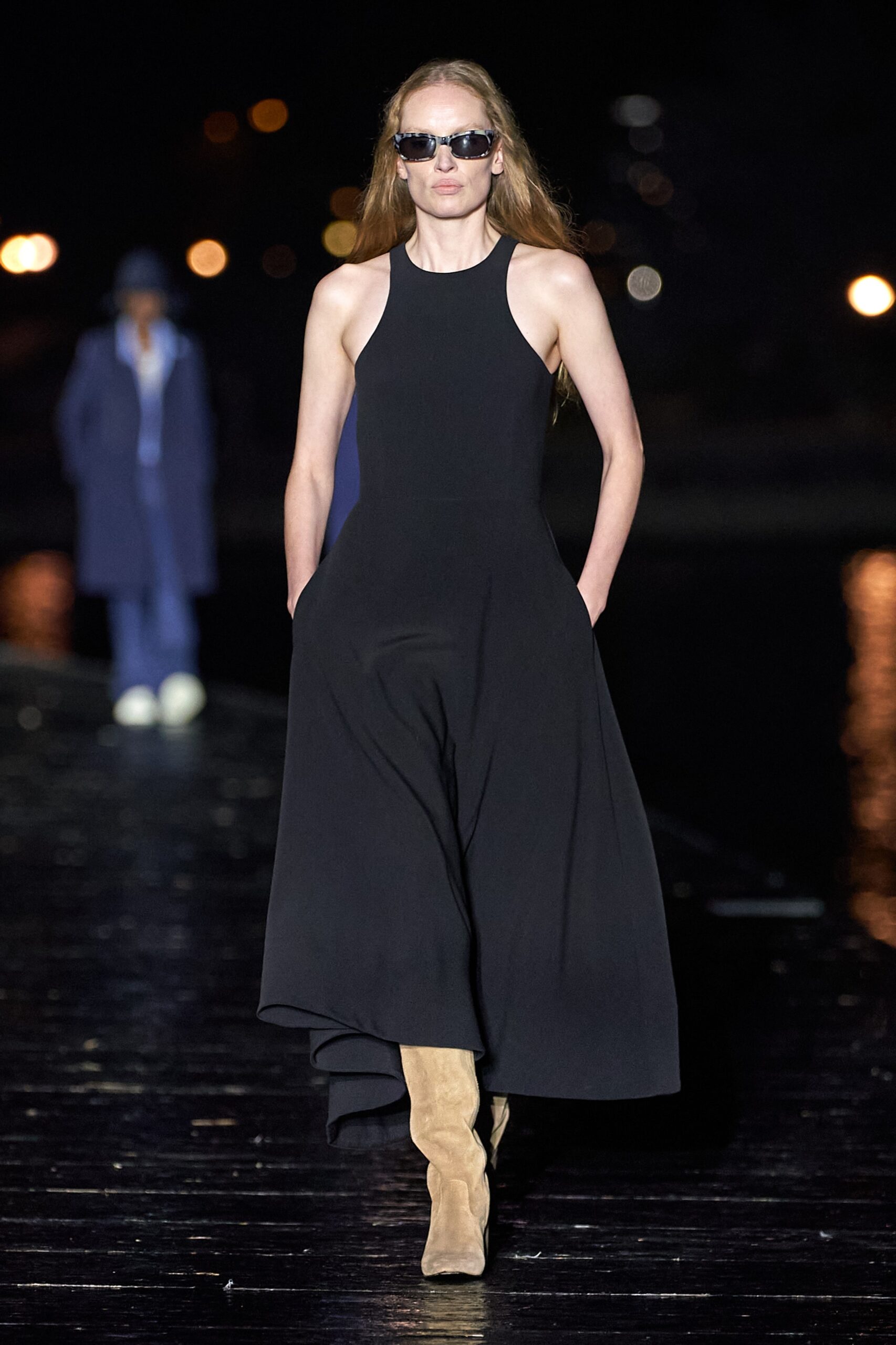 black midi dress with pockets