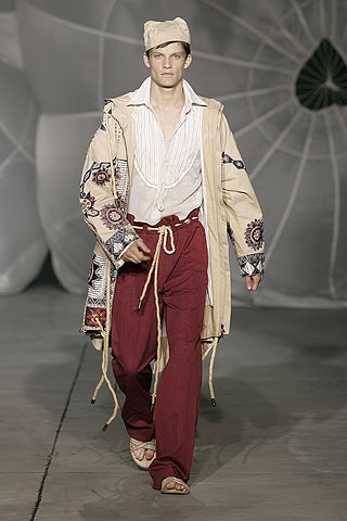 beige cotton long-sleeve collared relaxed embroidered belted coat