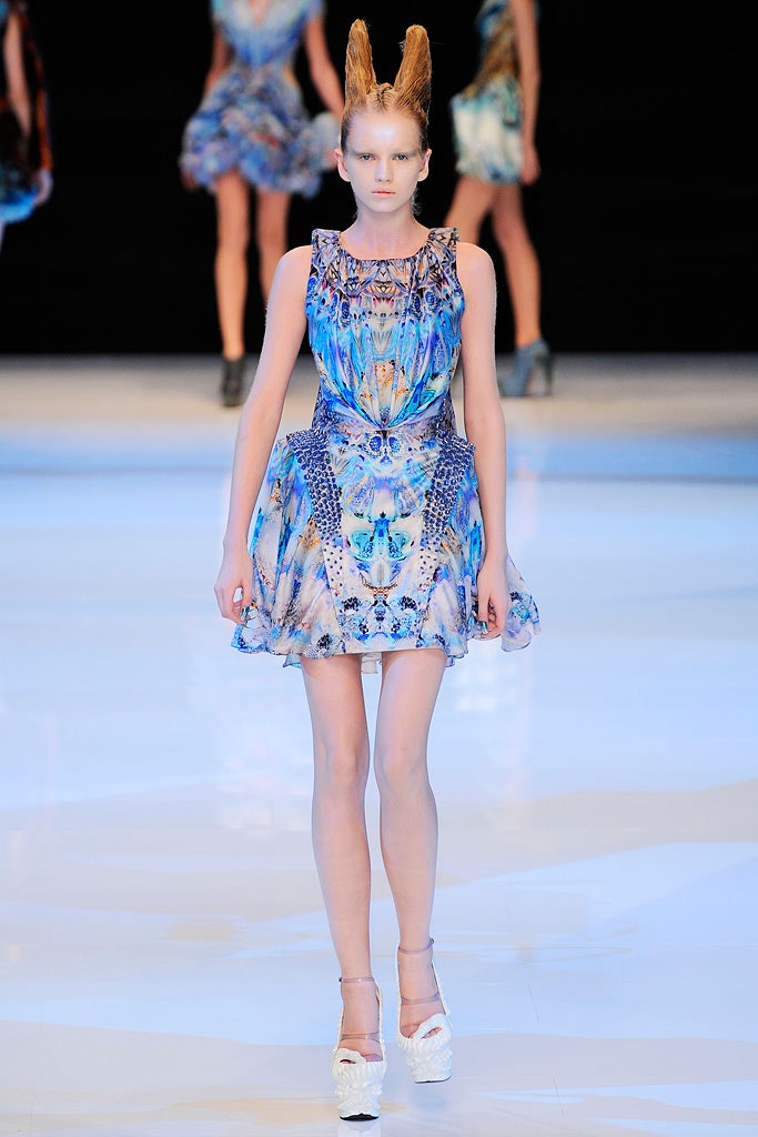 blue multi-colored sleeveless dress