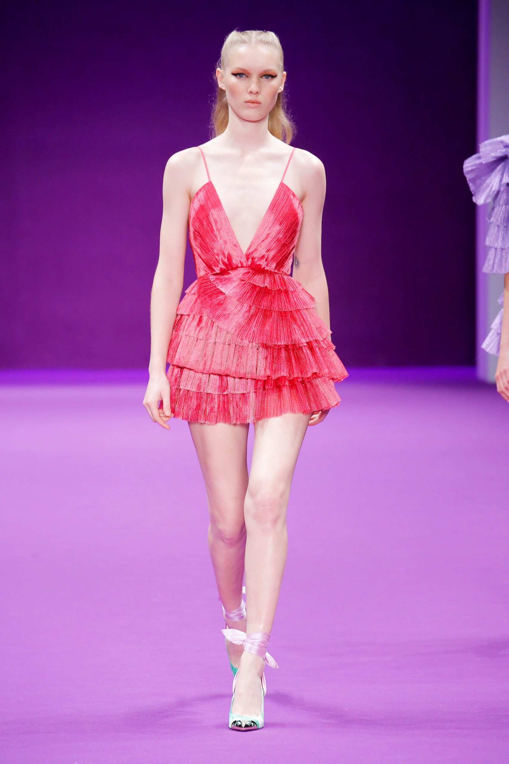 pink silk sleeveless mini dress
