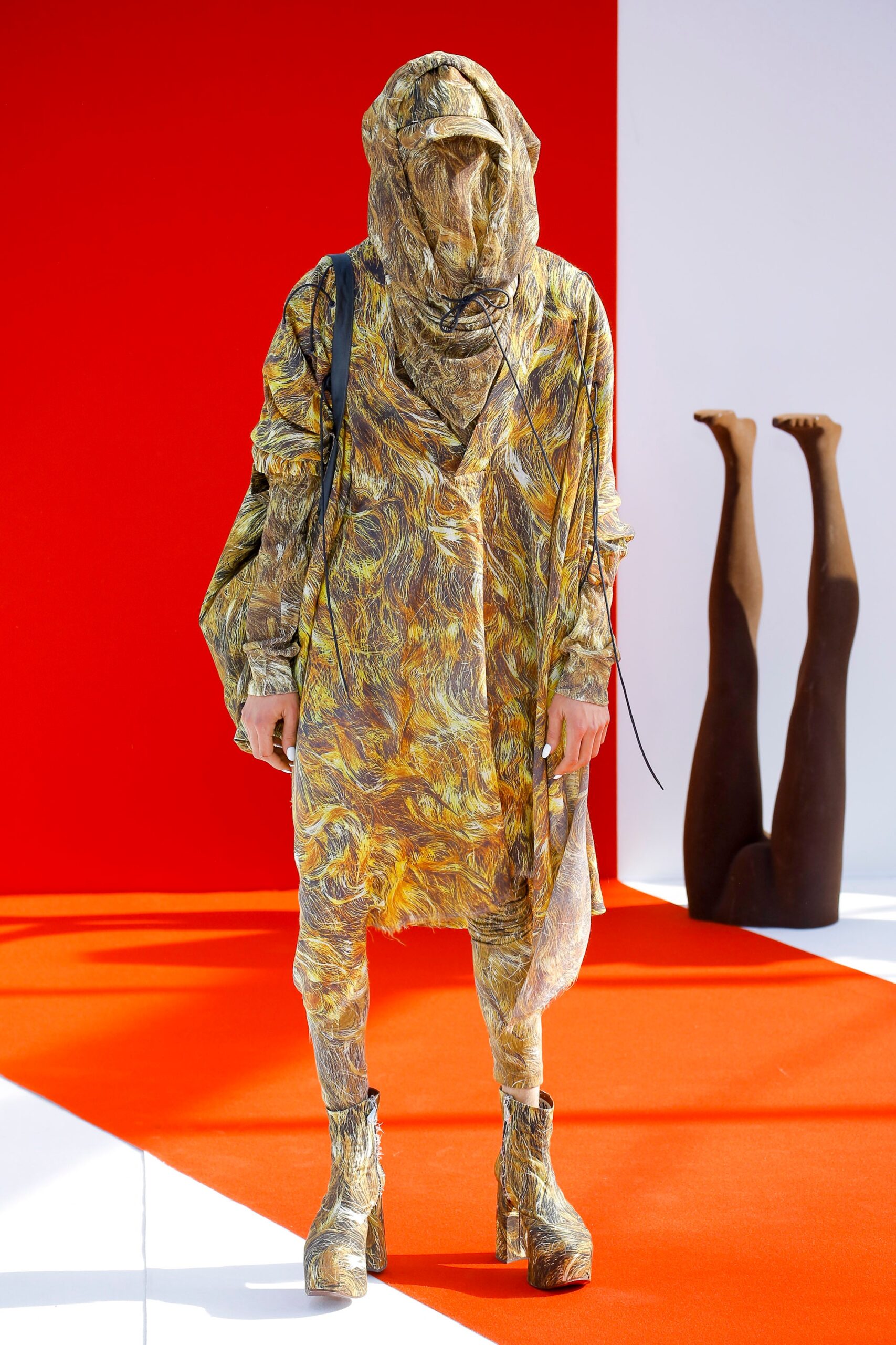 gold brown relaxed poncho outfit