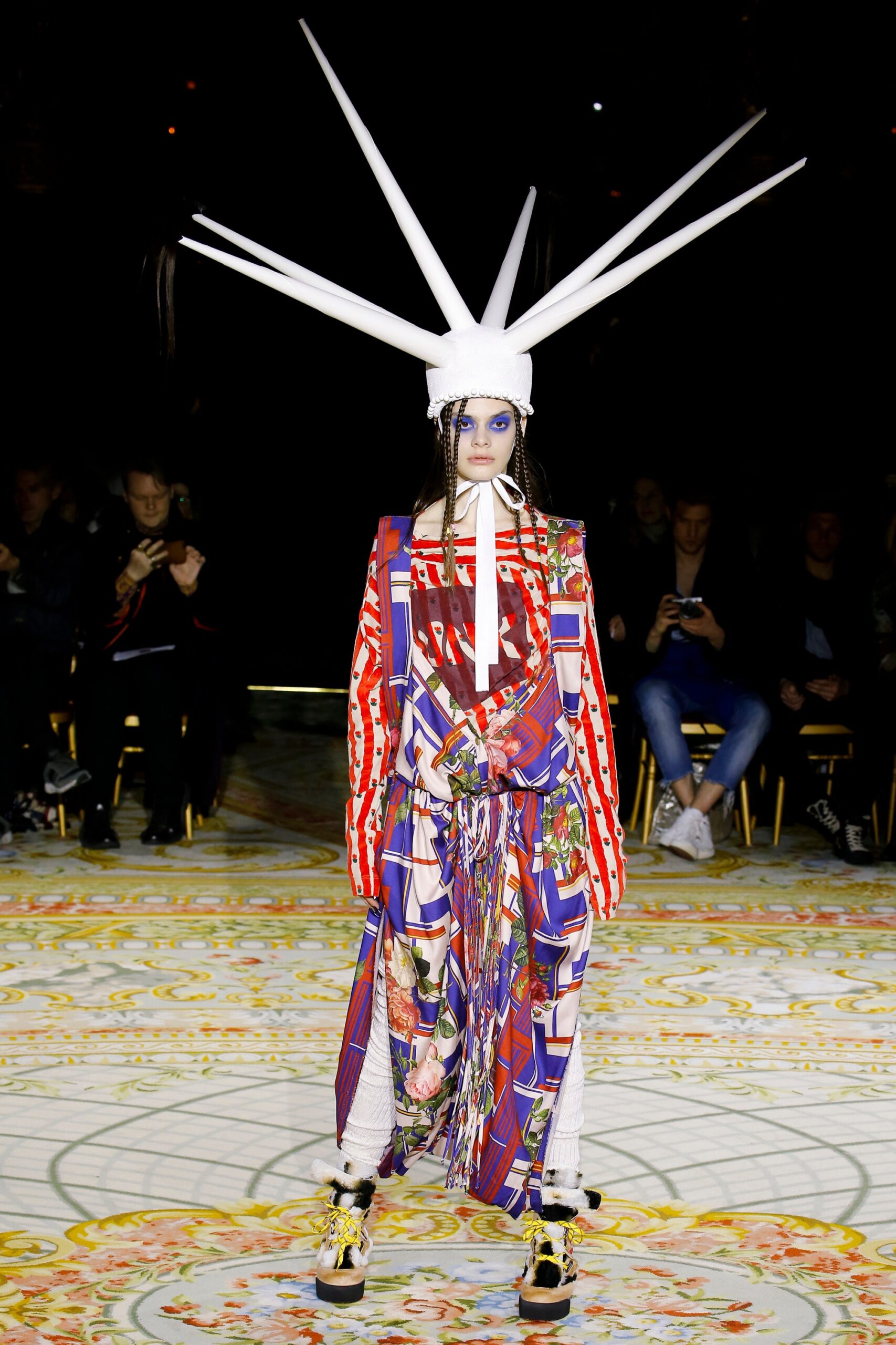 maxi dress with spiked hat