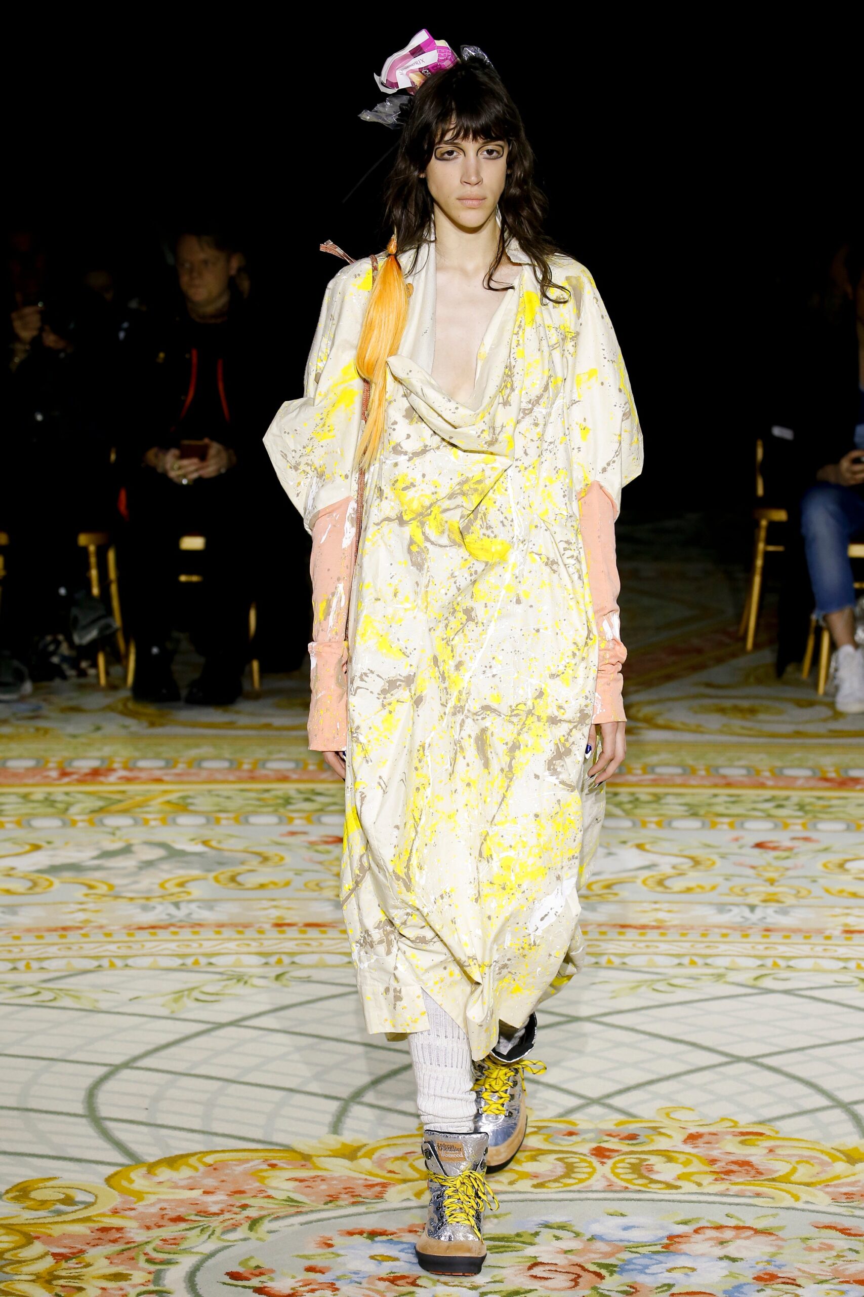 yellow printed relaxed midi dress