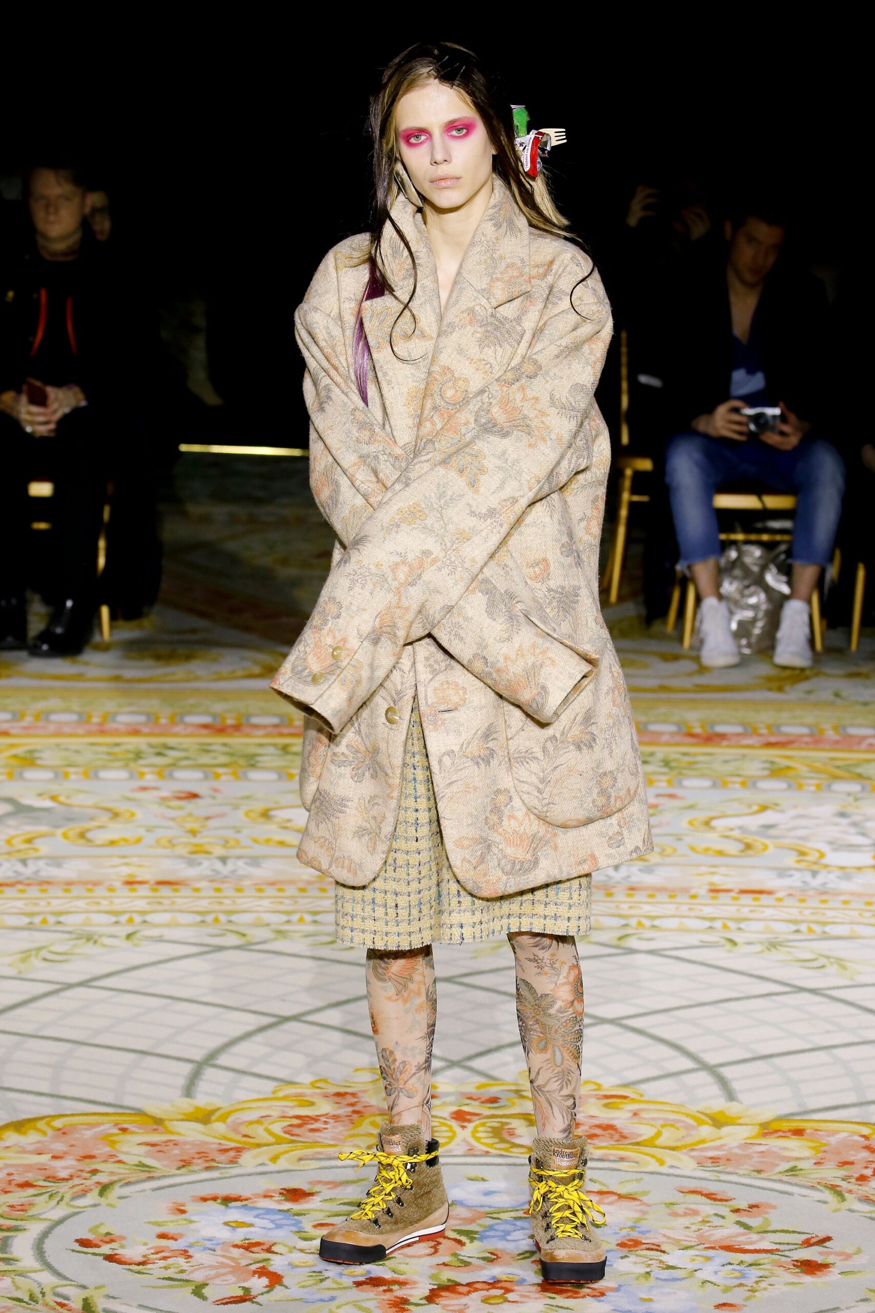 oversized beige embroidered coat