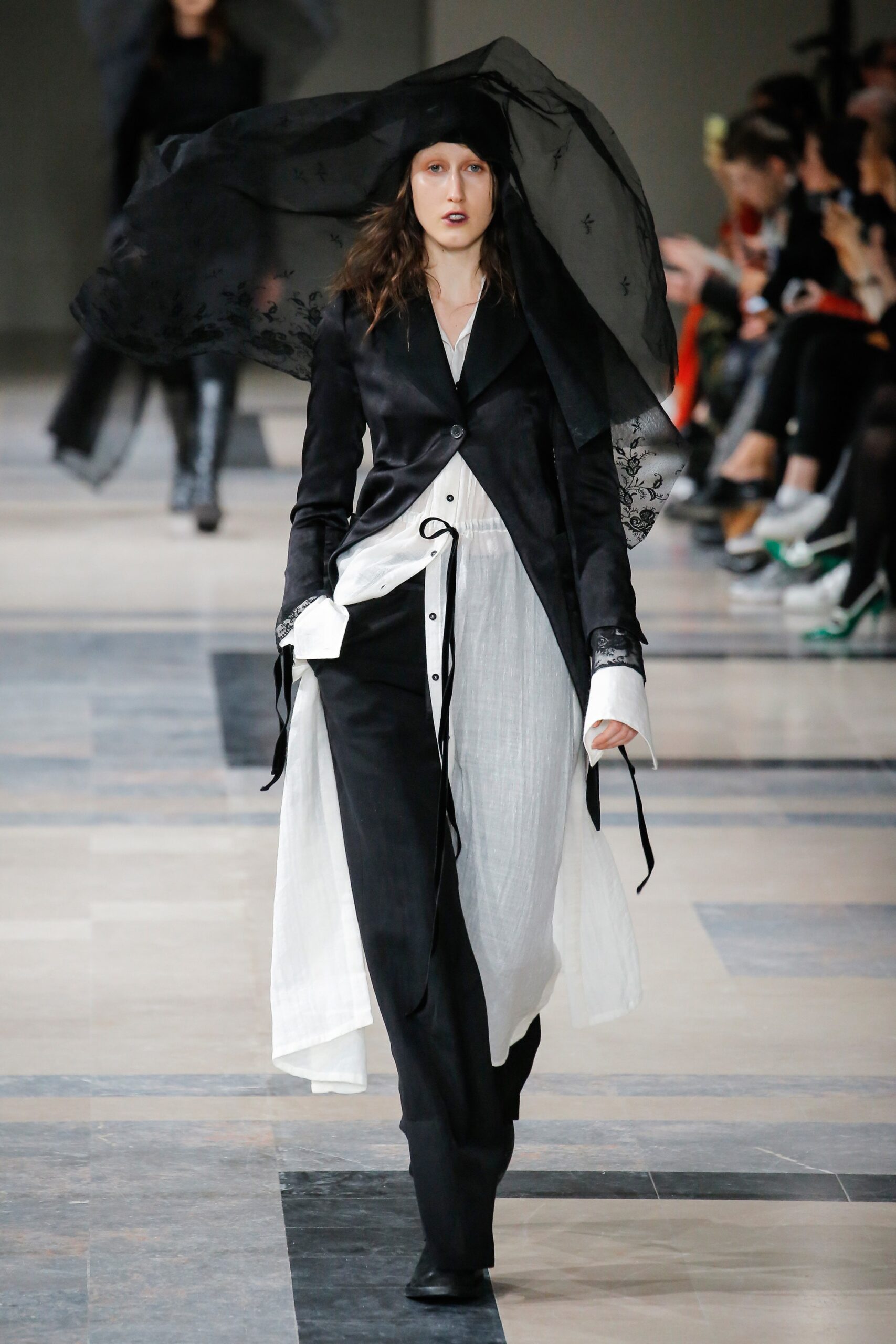 black silk coat with white shirt
