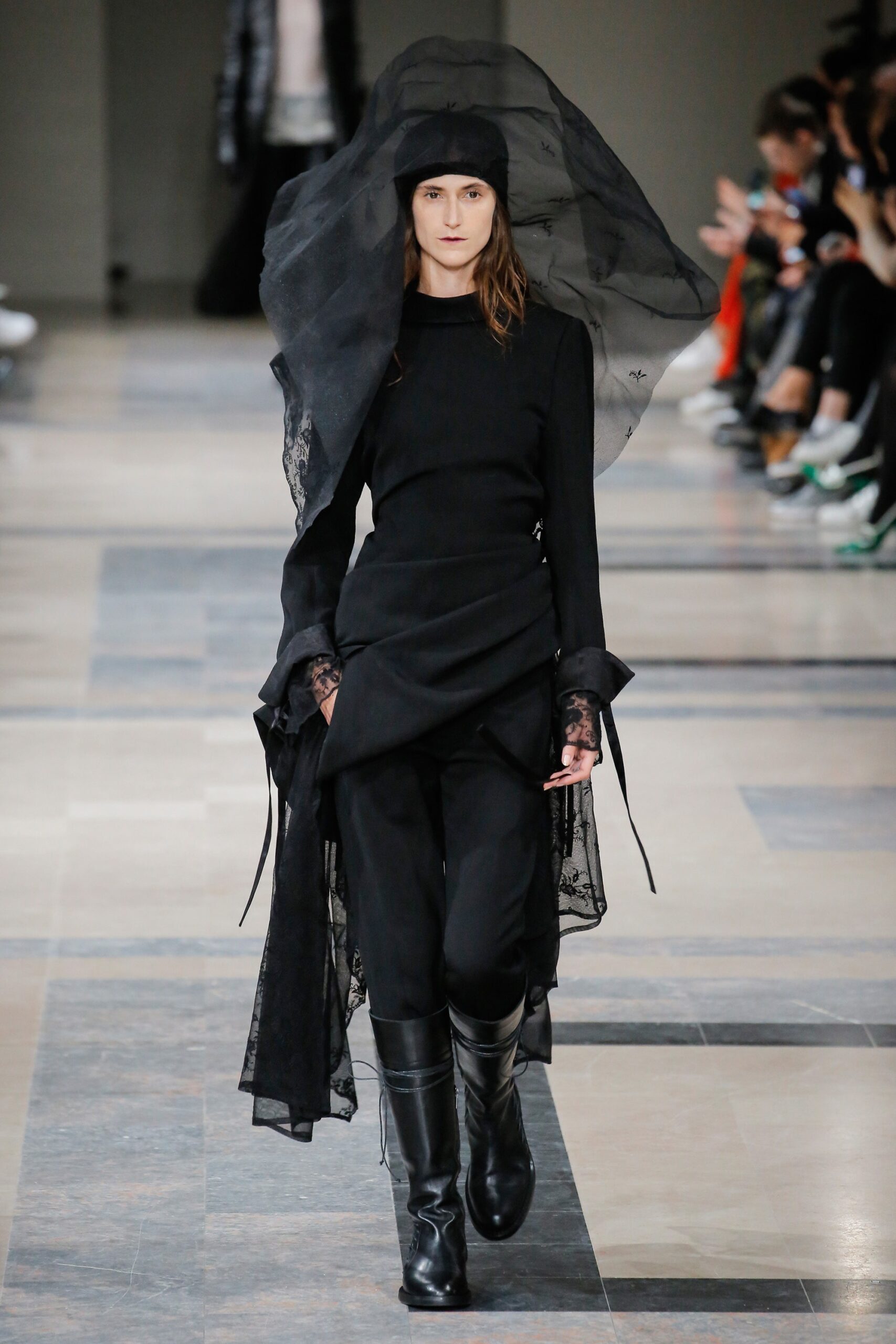 black silk fitted dress with long sleeves