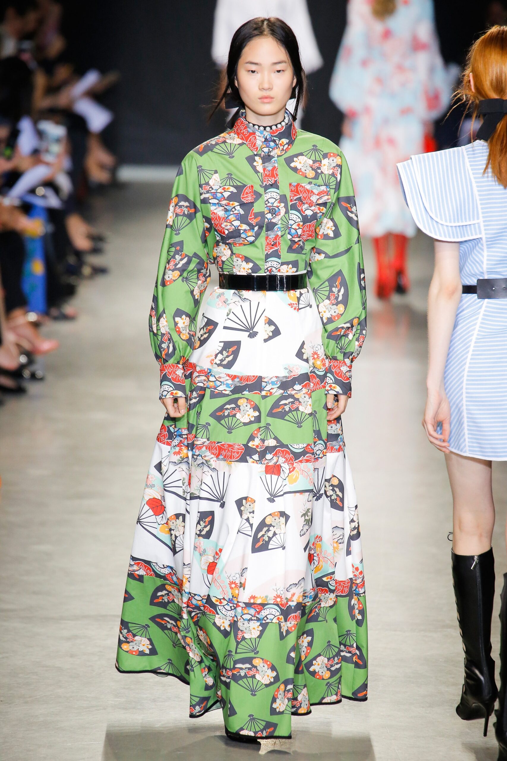 green printed maxi dress