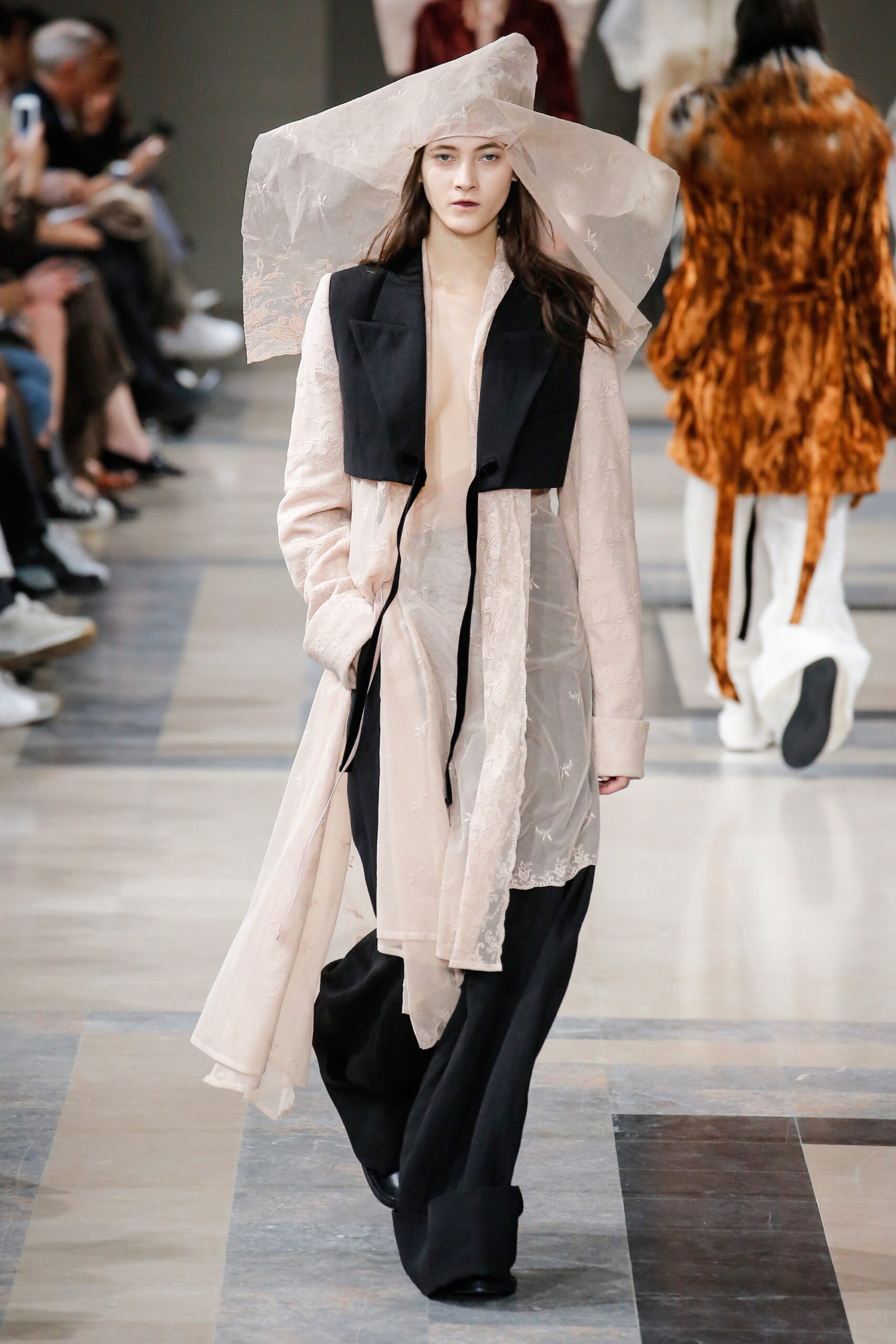 black pink layered coat with hat