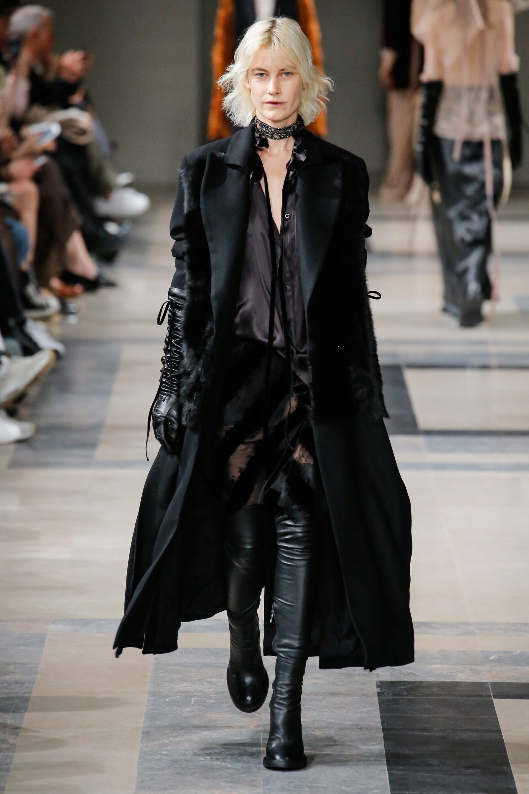 black wool coat and dress