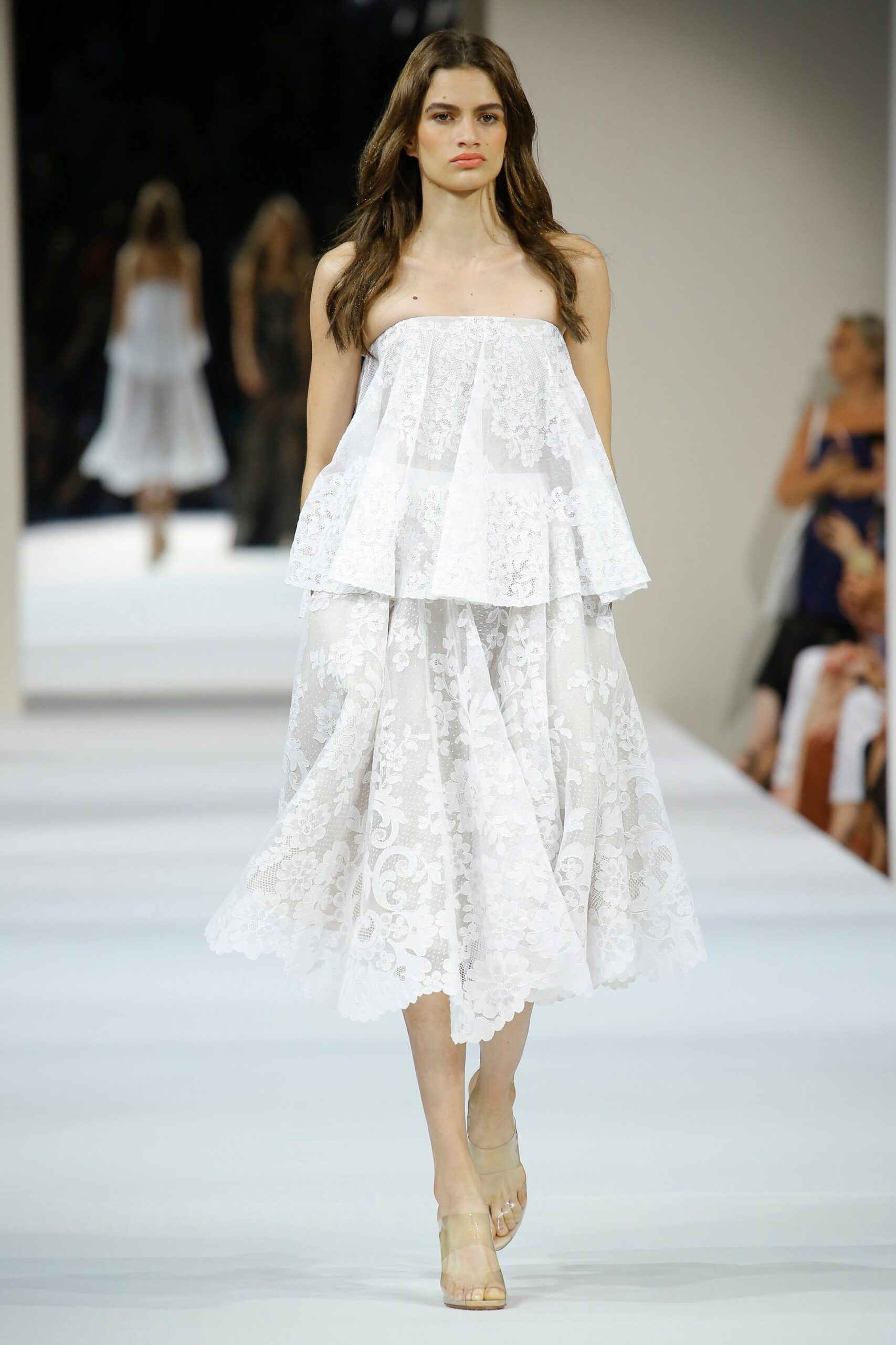 white lace off-shoulder dress