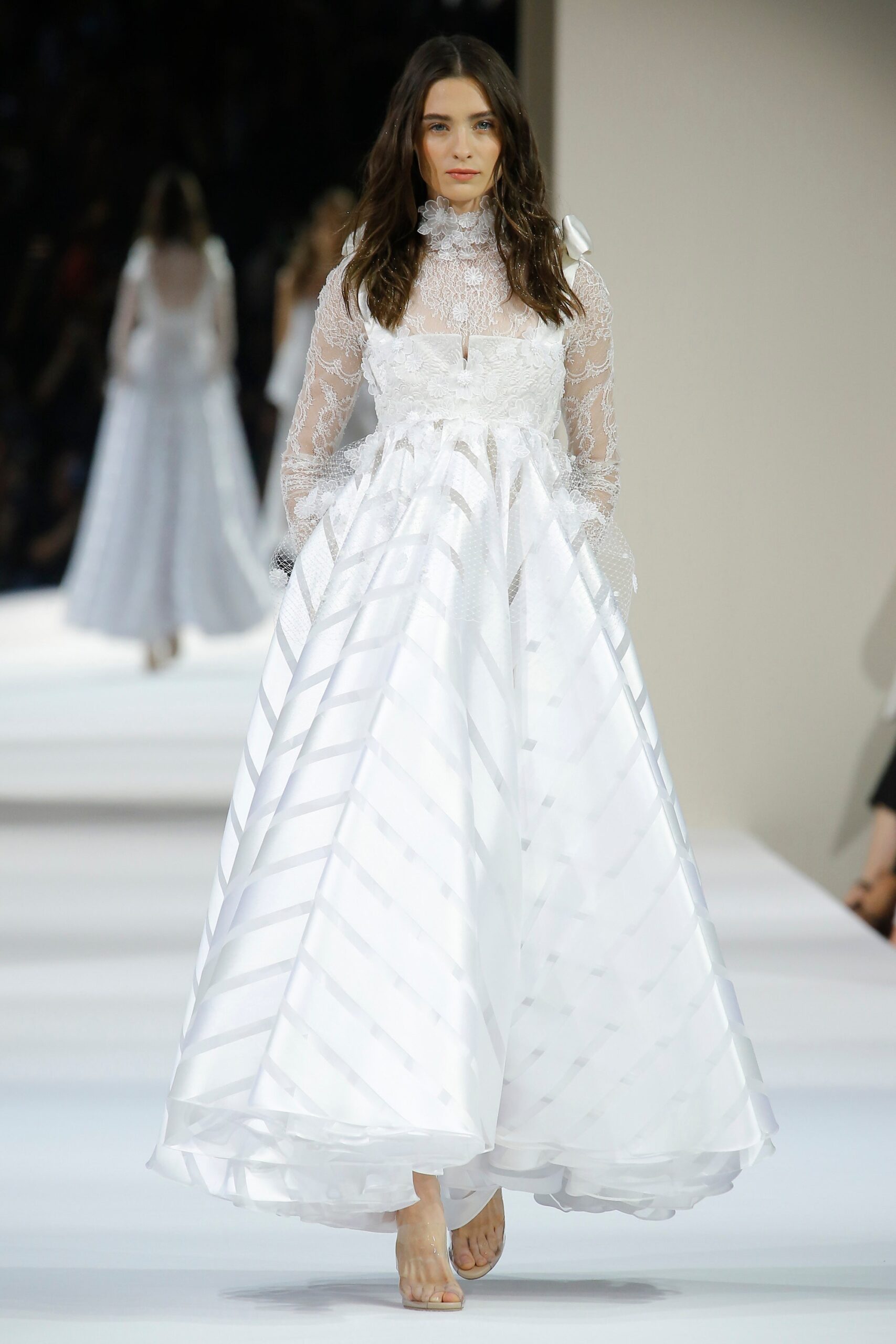 white silk lace gown