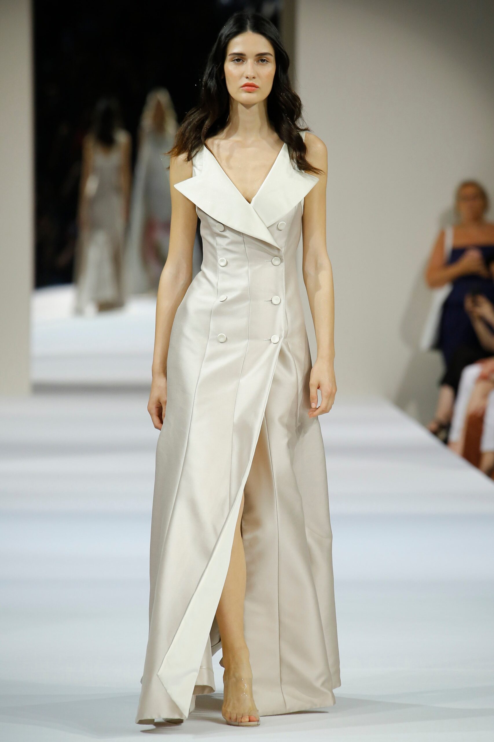 ivory silk fitted gown