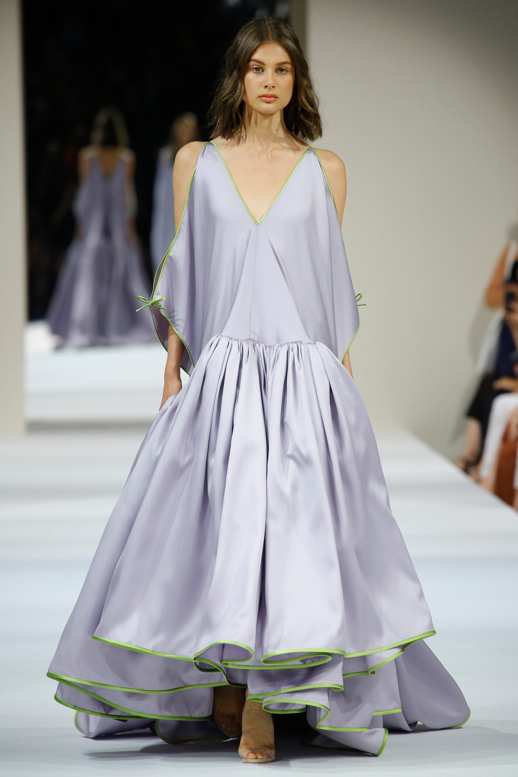 lavender silk sleeveless gown