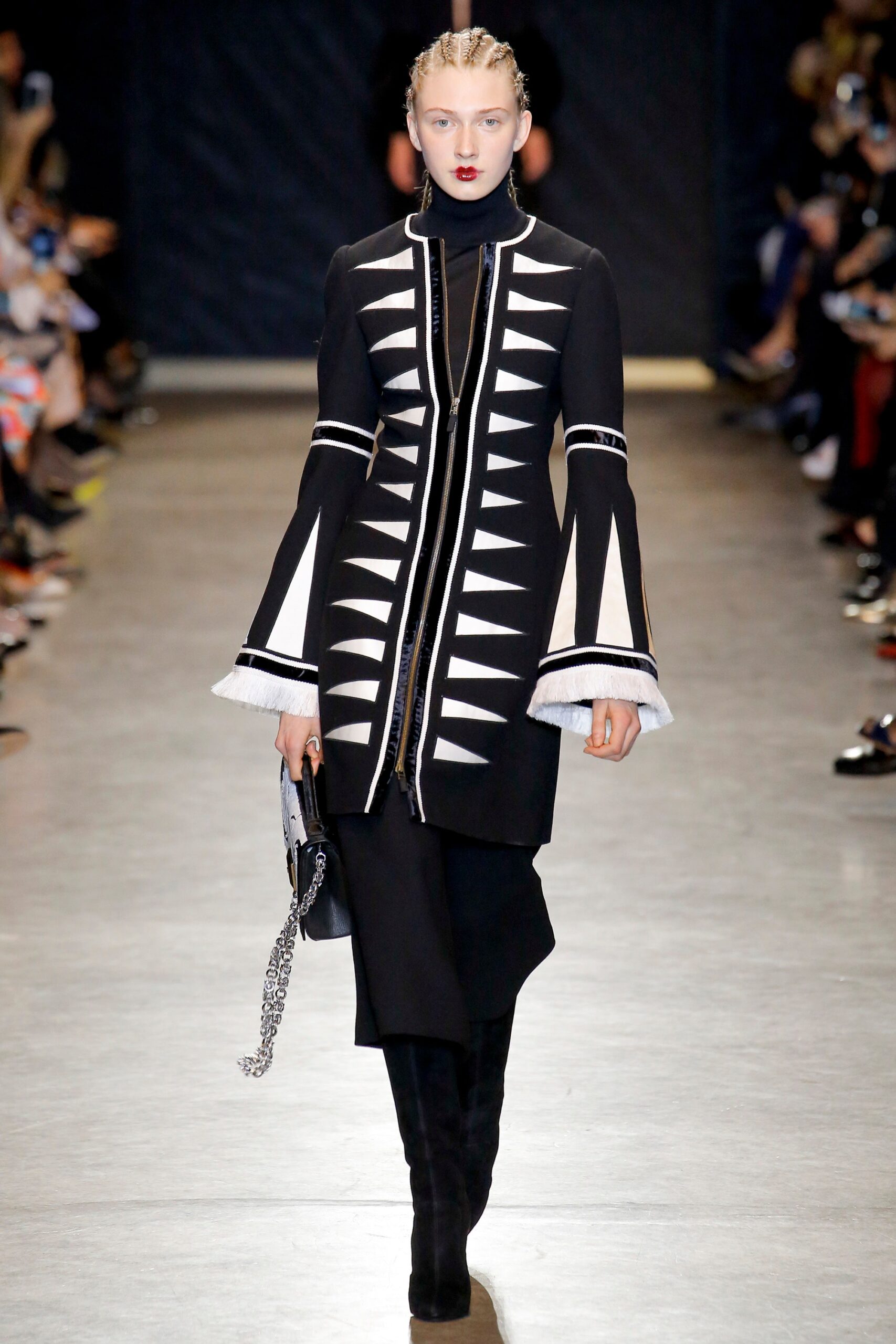 black and white embroidered coat