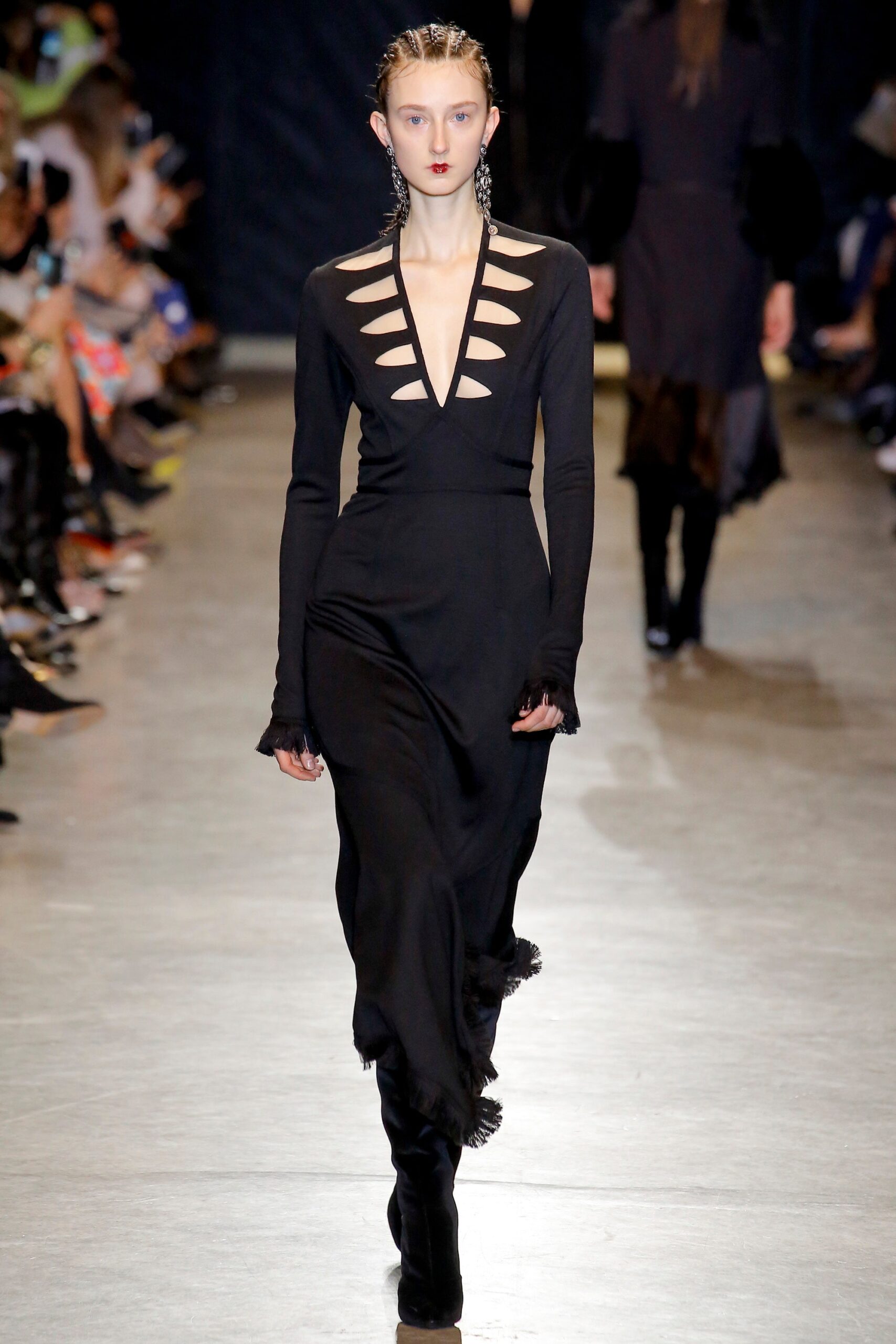black silk fitted dress