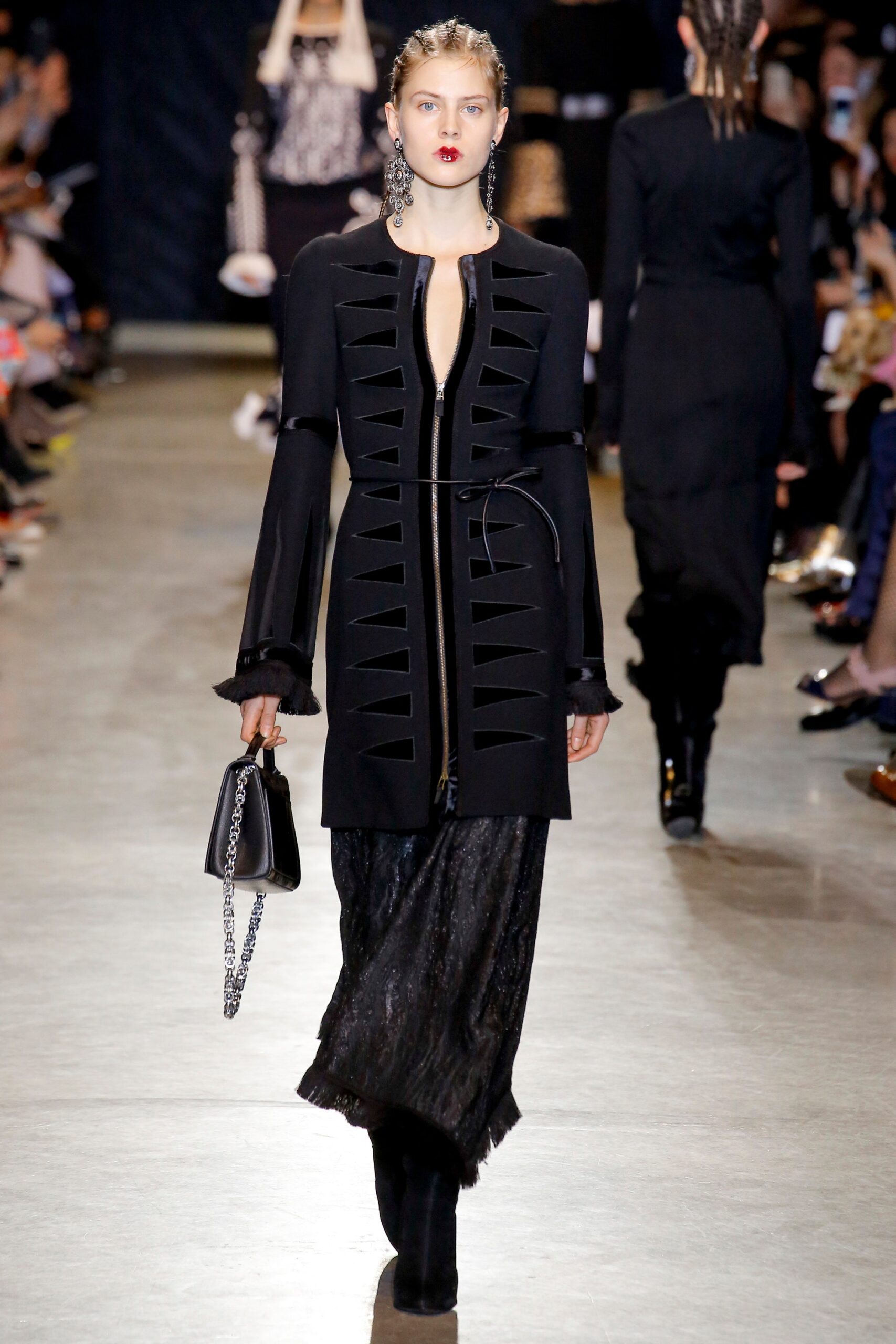 black silk layered dress