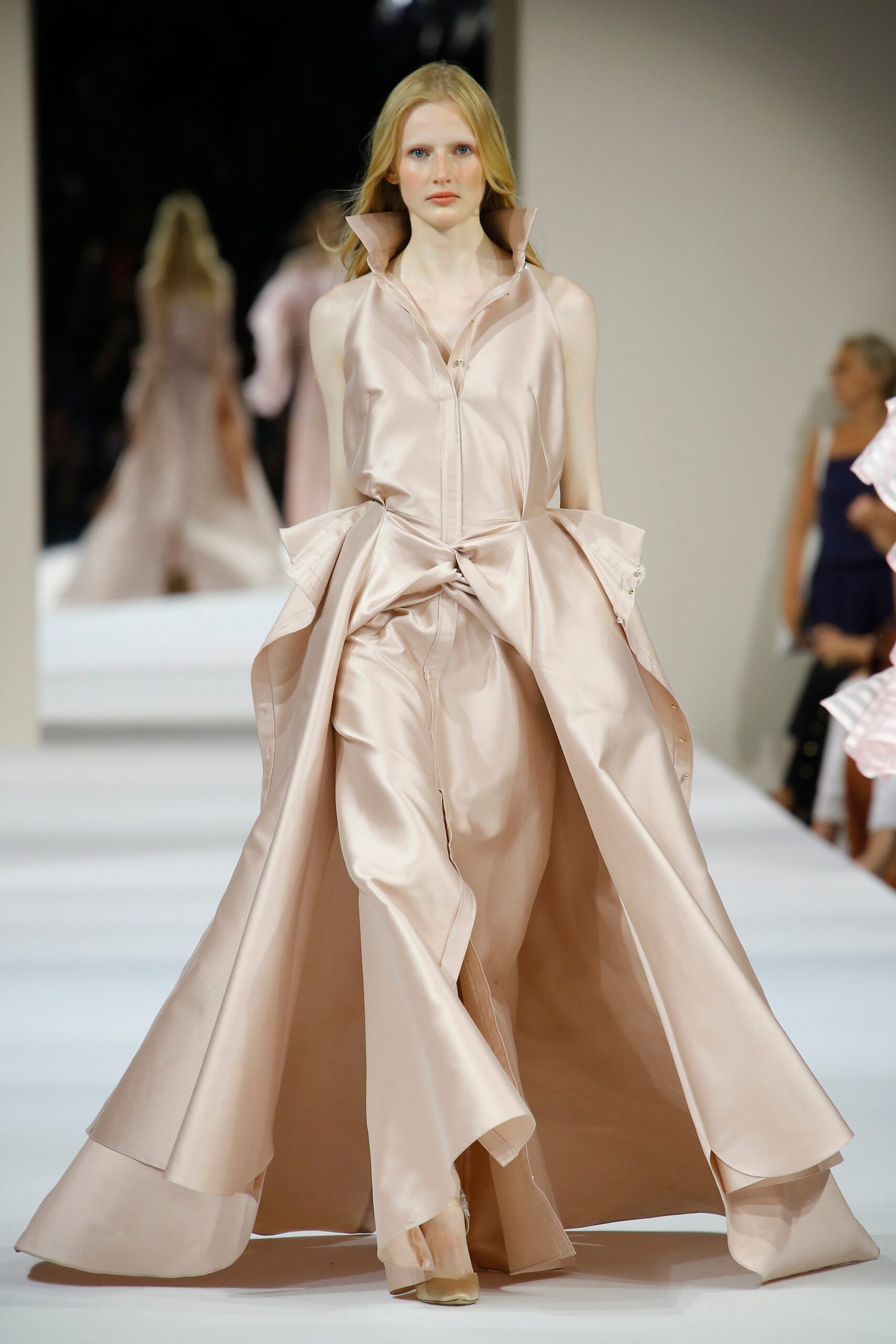 pink silk jumpsuit with cape