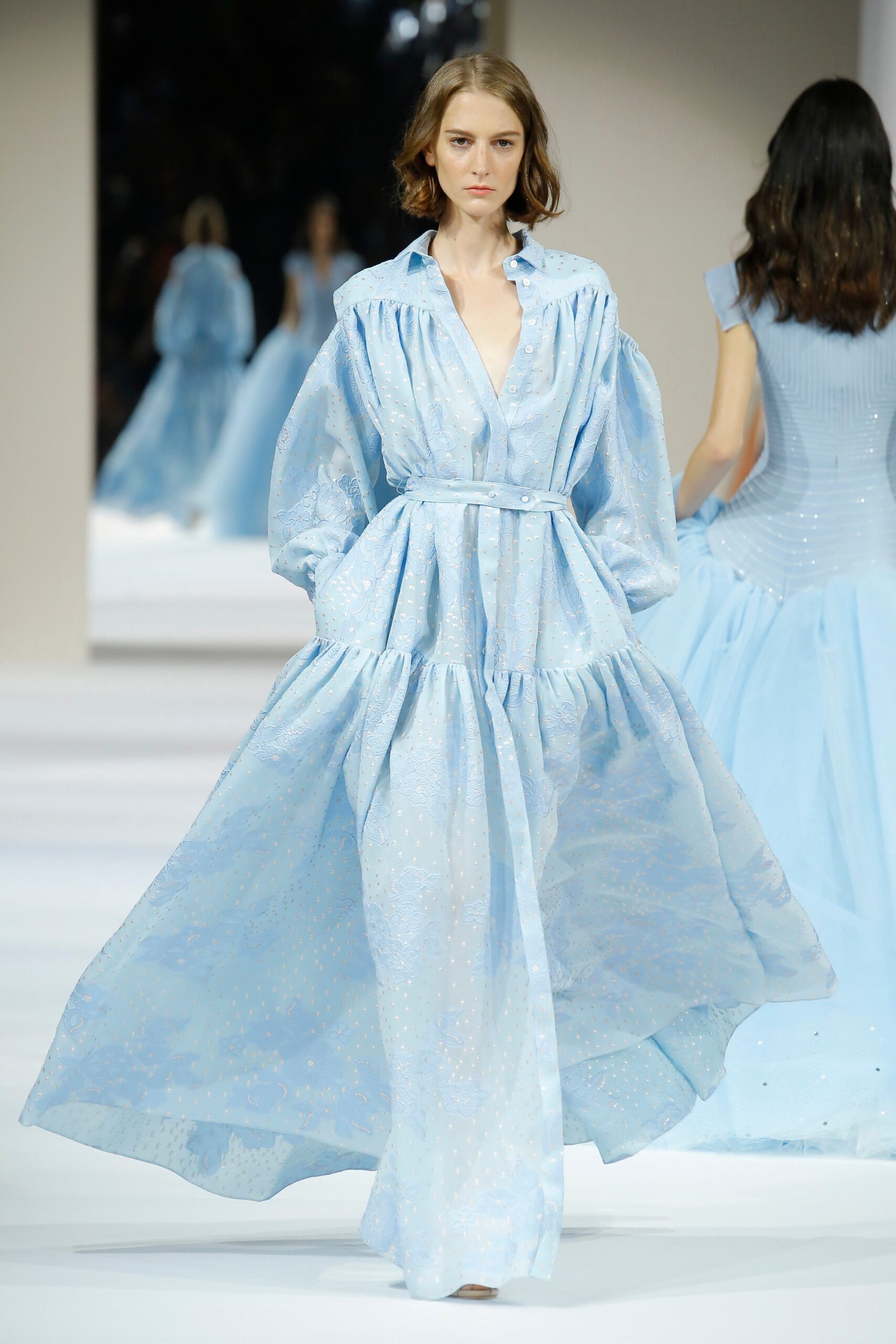 blue relaxed long-sleeve dress