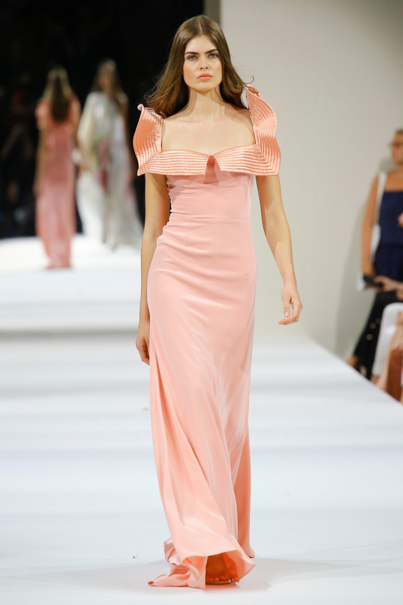 pink silk sleeveless gown