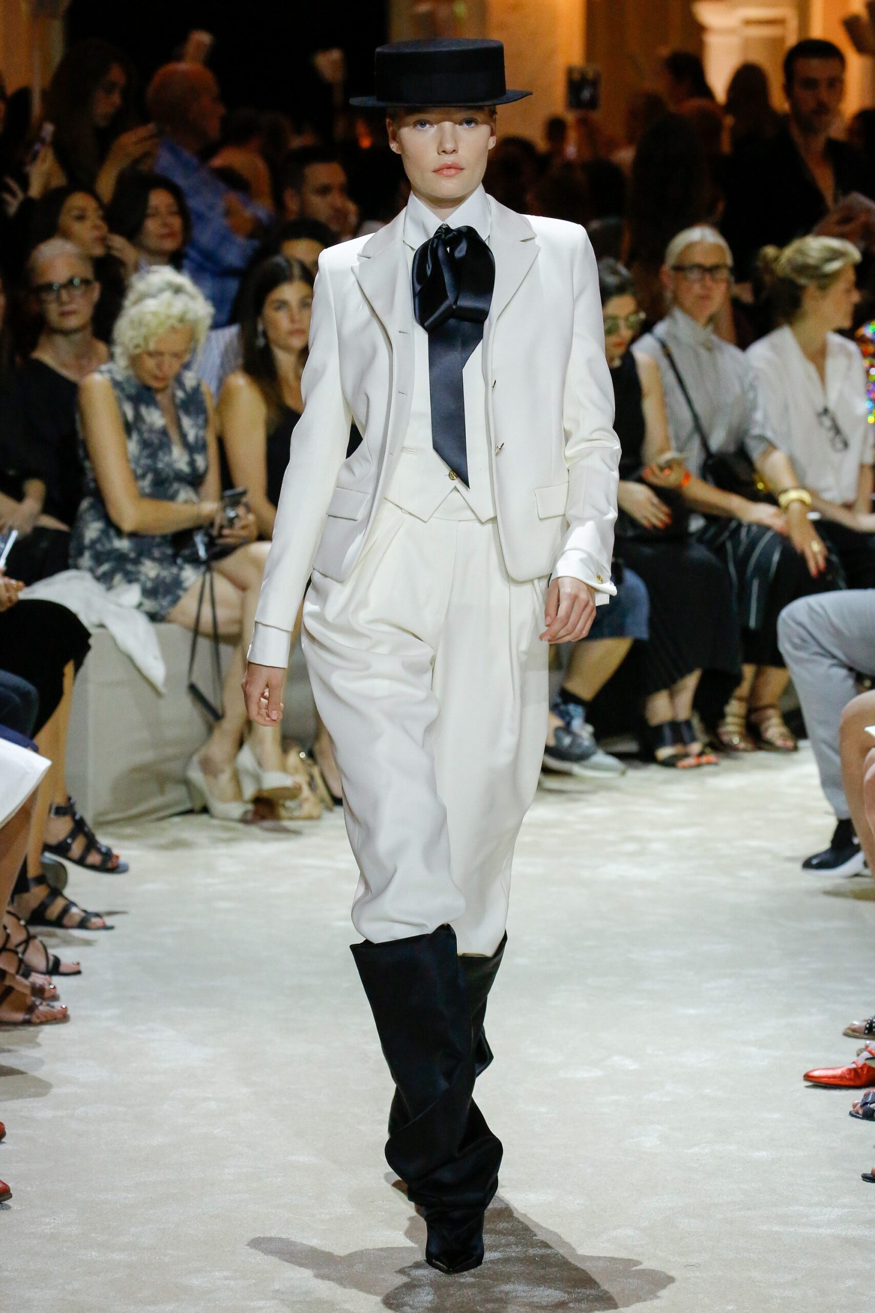 white cotton tailored straight-leg pants