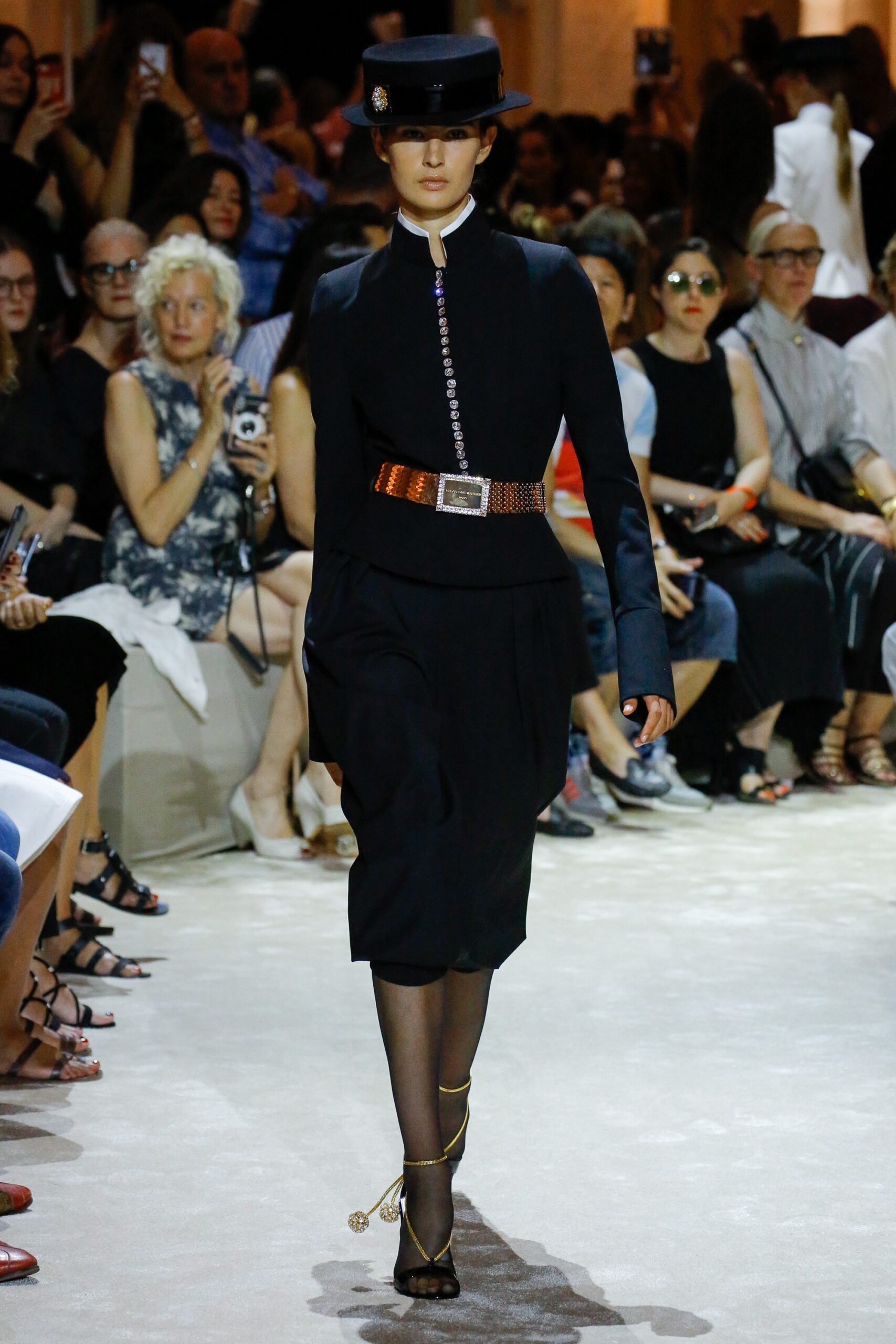 black fitted midi dress with hat