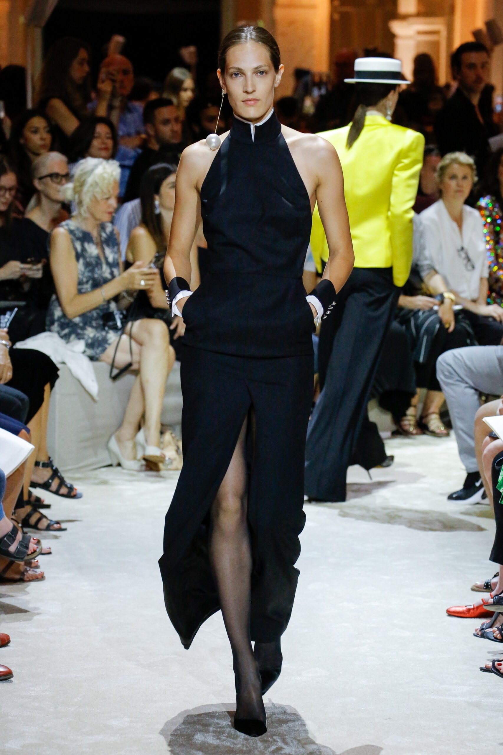 fitted black silk midi dress